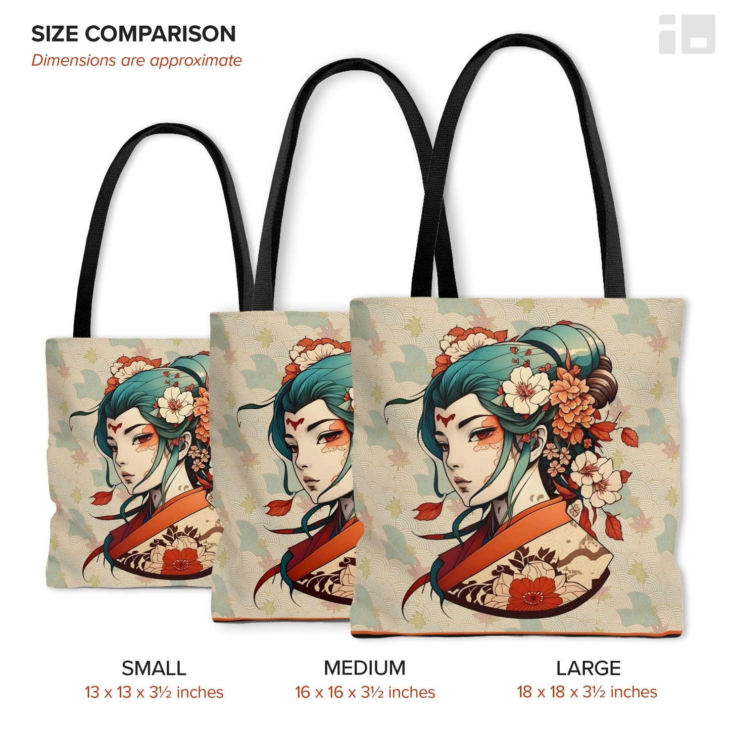 Anime-Style Japanese Geisha Tote Bag- Tattoo Inspired Accessory Bags InkedOut