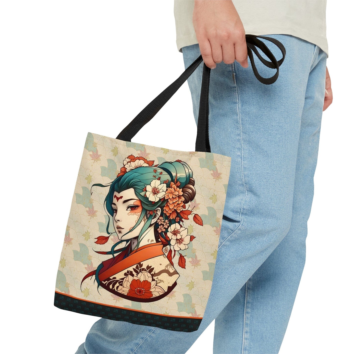 Anime-Style Japanese Geisha Tote Bag- Tattoo Inspired Accessory Bags InkedOut
