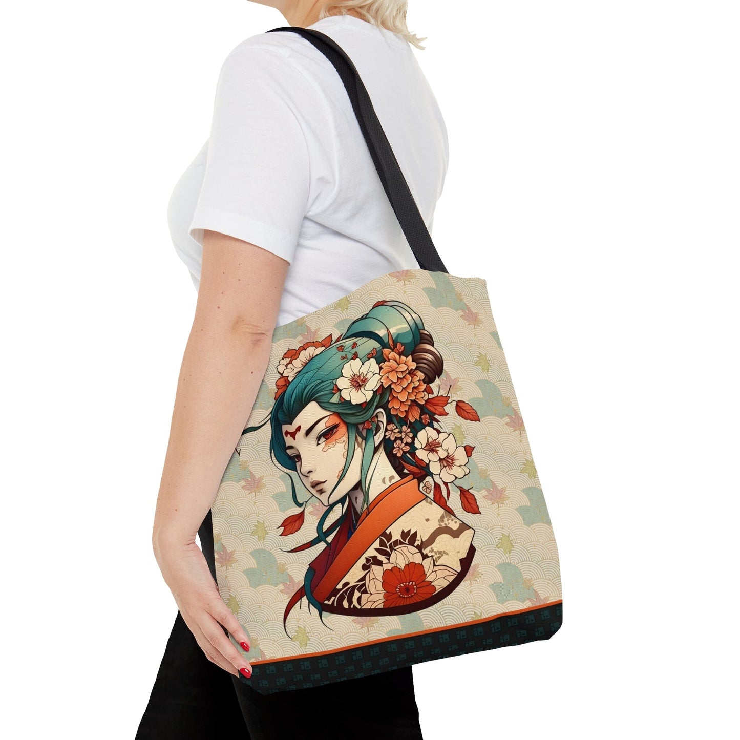 Anime-Style Japanese Geisha Tote Bag- Tattoo Inspired Accessory Bags InkedOut