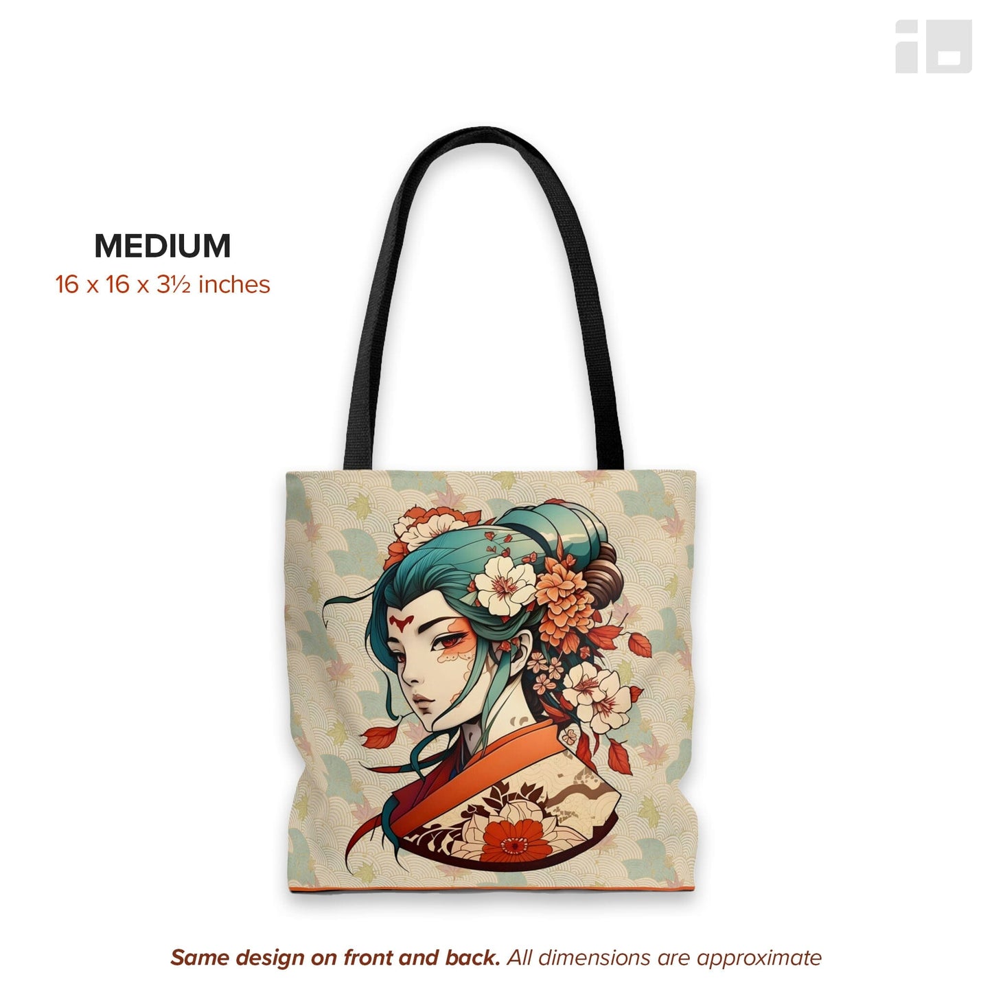 Anime-Style Japanese Geisha Tote Bag- Tattoo Inspired Accessory Bags InkedOut Medium