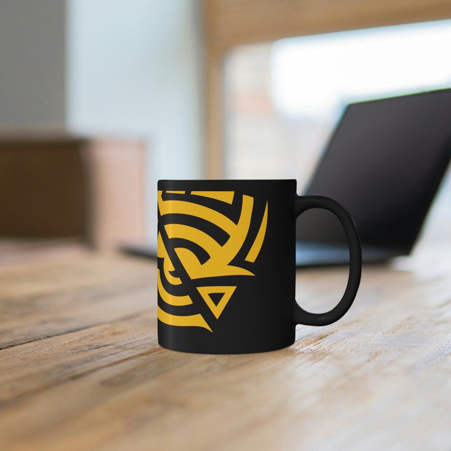 Bold Yellow Tribal Tattoo 11oz Black Mug Mug Printify