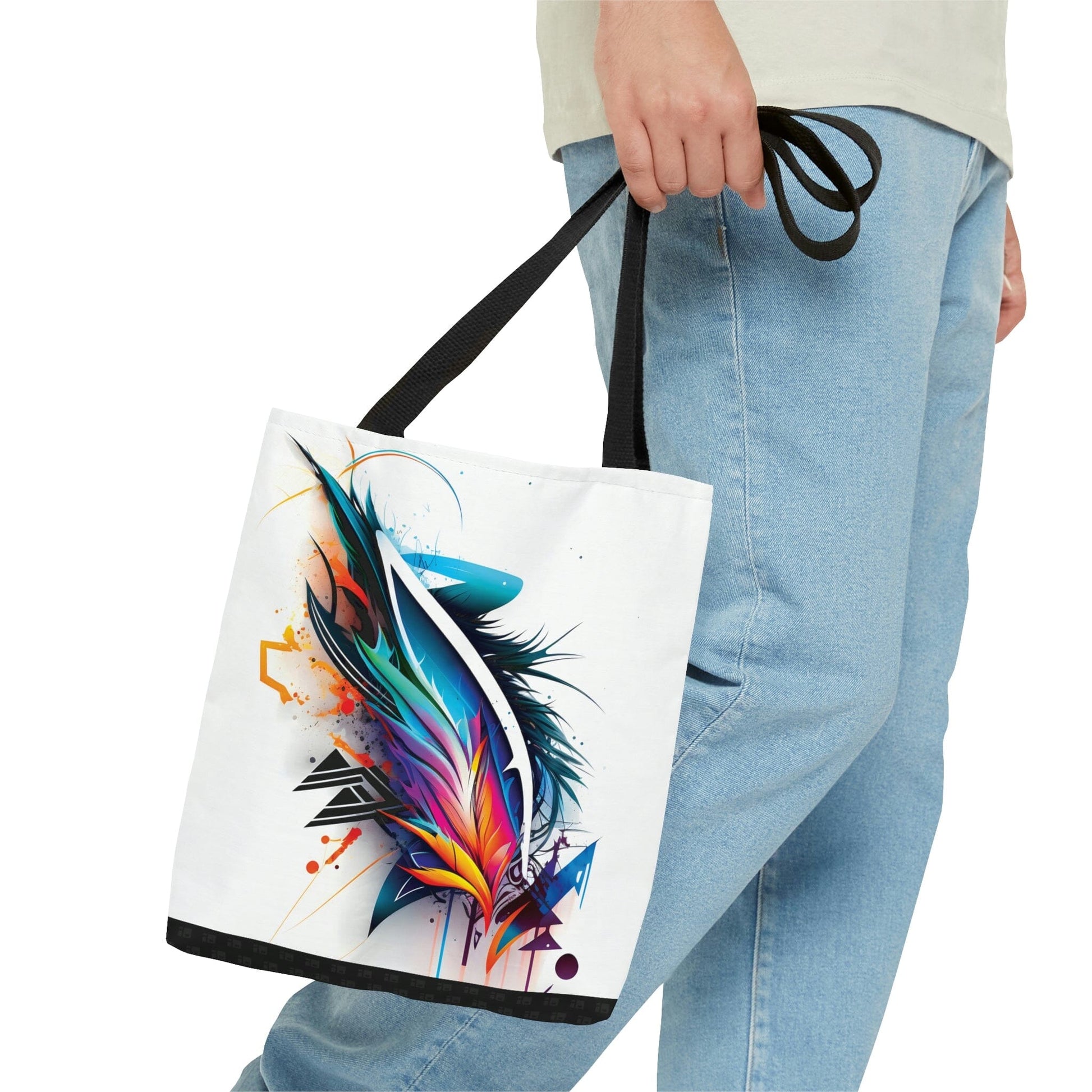 Colorful Tribal Wings Tote Bag: Vibrant Tattoo-Inspired Canvas Bag Bags Printify
