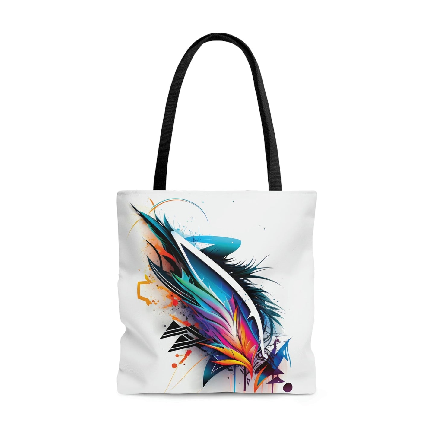 Colorful Tribal Wings Tote Bag: Vibrant Tattoo-Inspired Canvas Bag Bags Printify