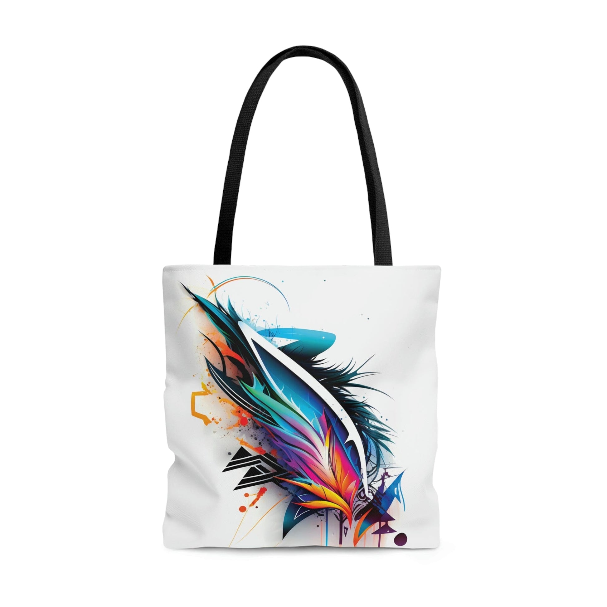Colorful Tribal Wings Tote Bag: Vibrant Tattoo-Inspired Canvas Bag Bags Printify