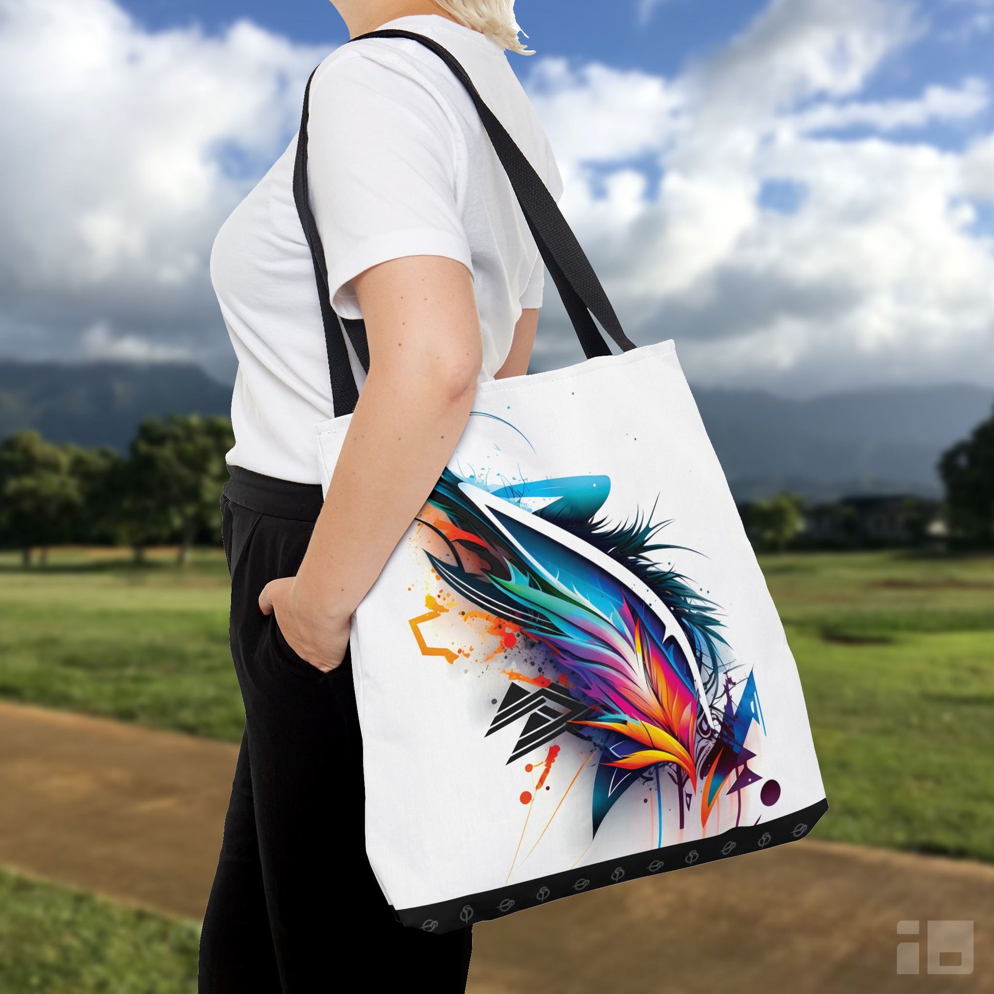 Colorful Tribal Wings Tote Bag: Vibrant Tattoo-Inspired Canvas Bag Bags Printify Small