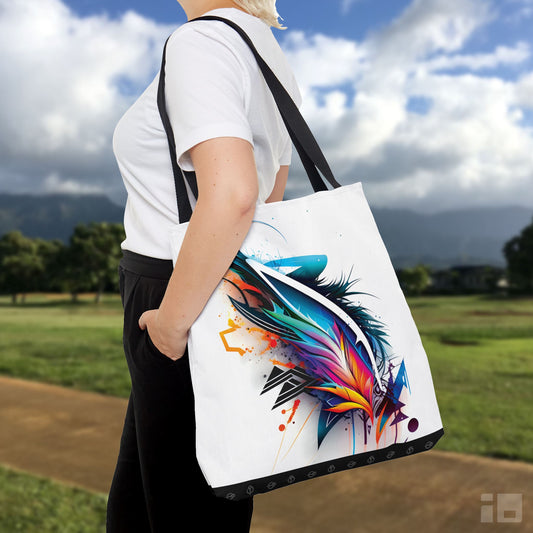 Colorful Tribal Wings Tote Bag: Vibrant Tattoo-Inspired Canvas Bag Bags Printify Small
