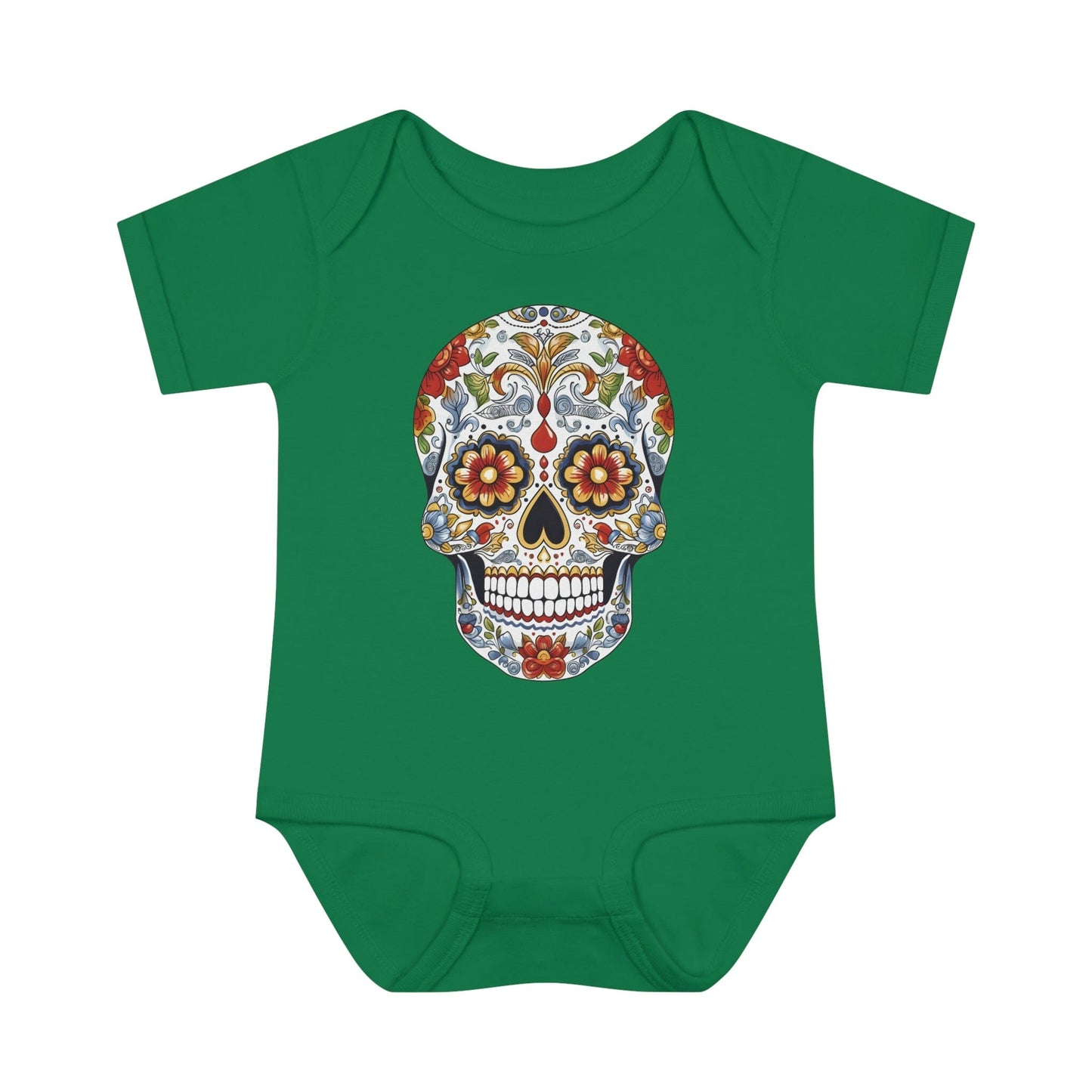 Edgy Baby Fashion- Cool Sugar Skull baby Onesie™ Kids clothes Printify 6M Kelly