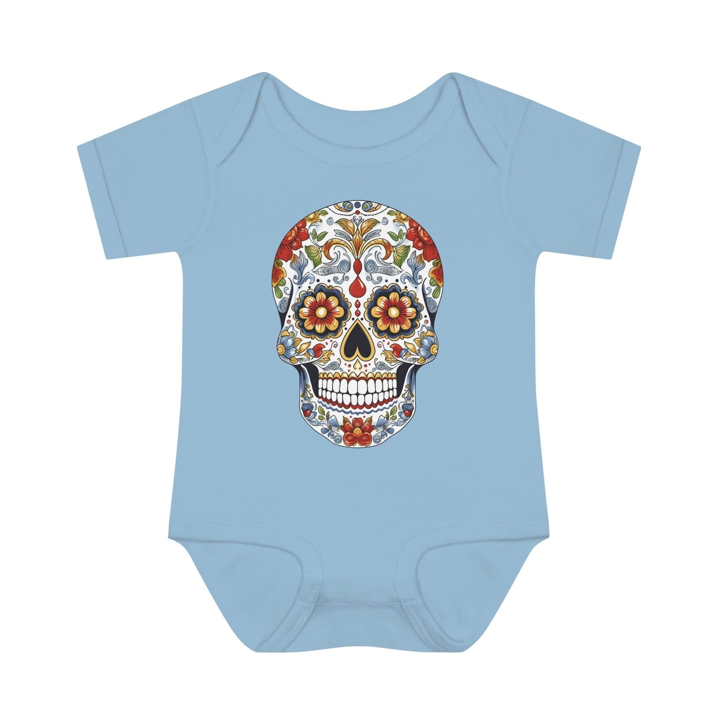 Edgy Baby Fashion- Cool Sugar Skull baby Onesie™ Kids clothes Printify 6M Light Blue