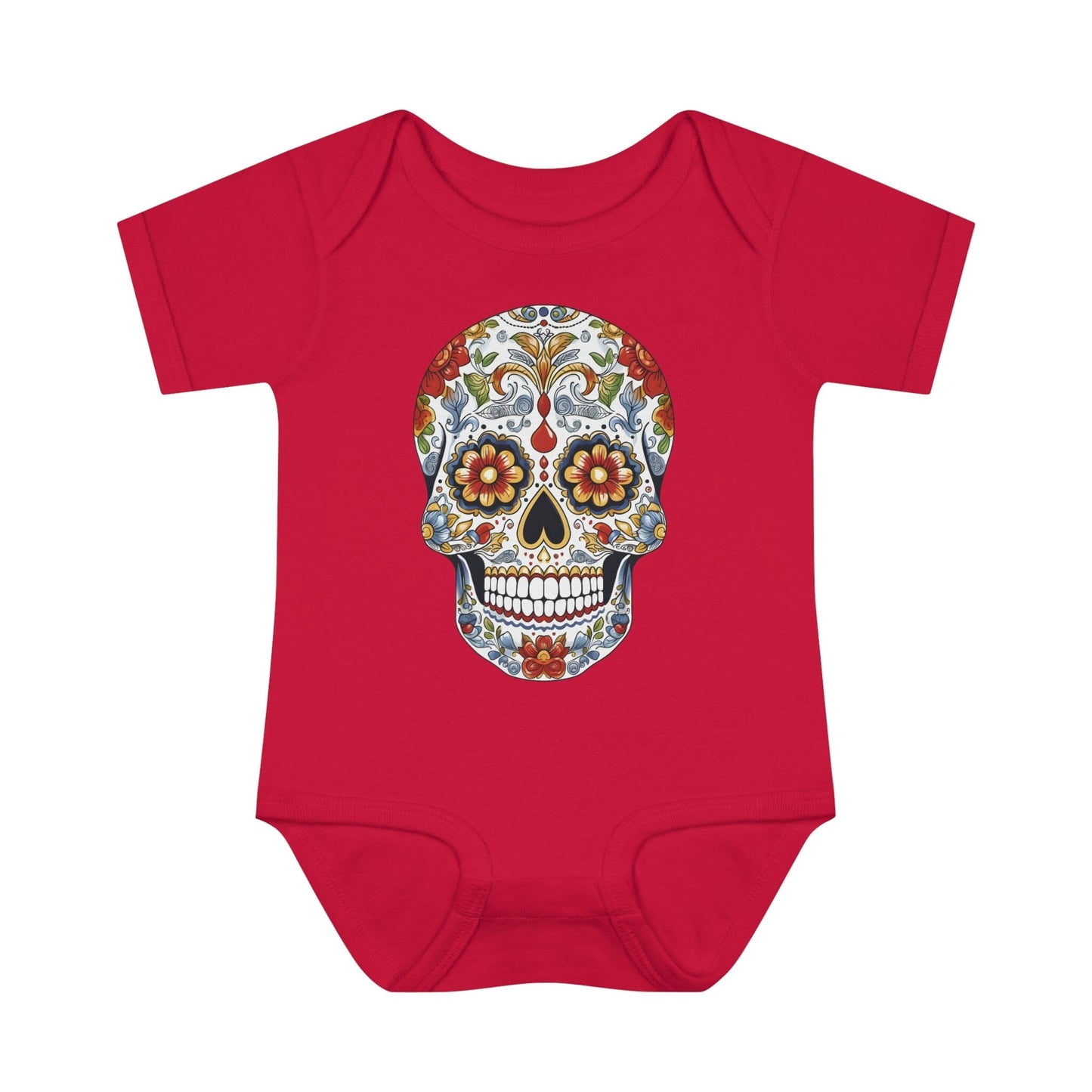 Edgy Baby Fashion- Cool Sugar Skull baby Onesie™ Kids clothes Printify 6M Red