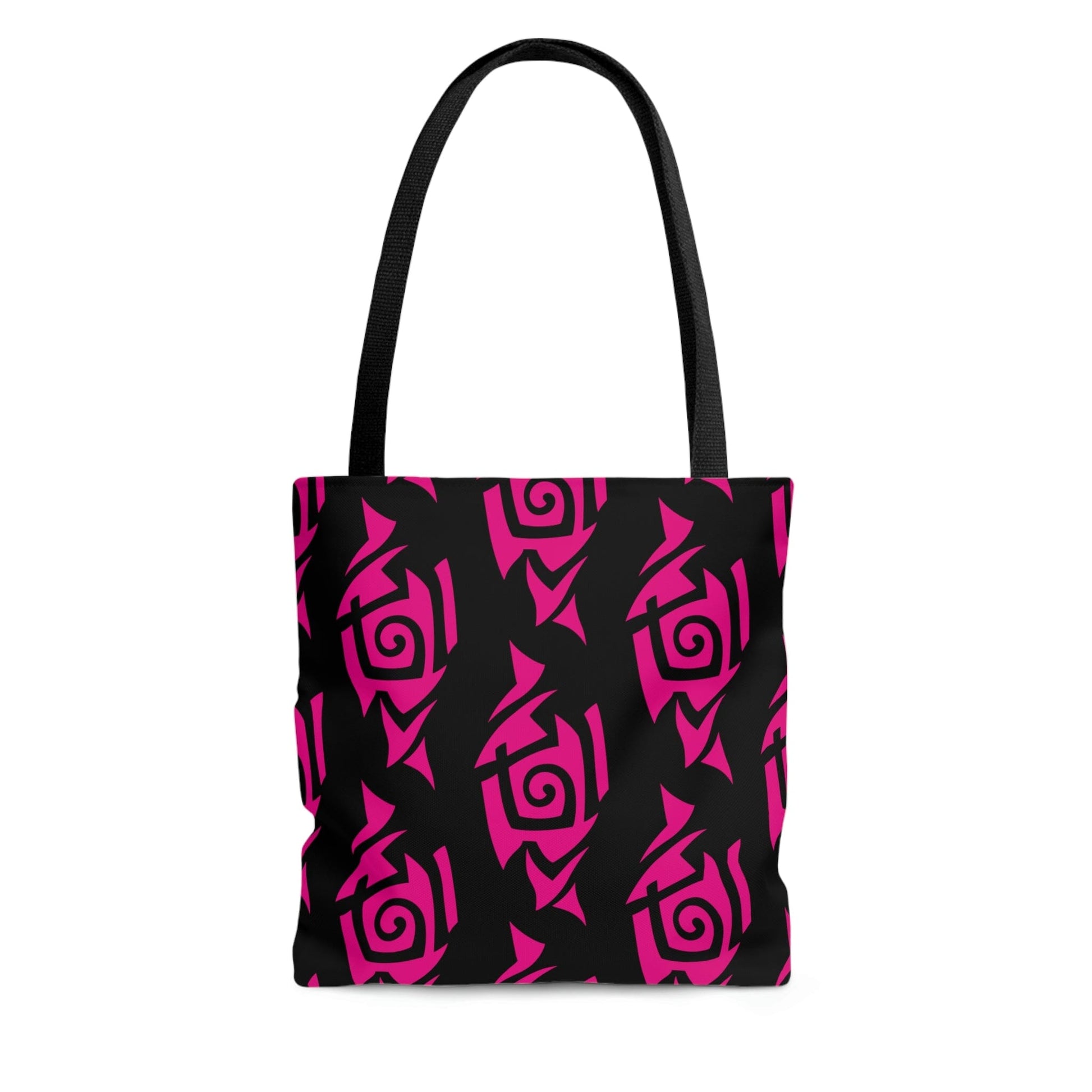 Hot Pink and Black Tribal Pattern Tote Bag Bags Printify Large