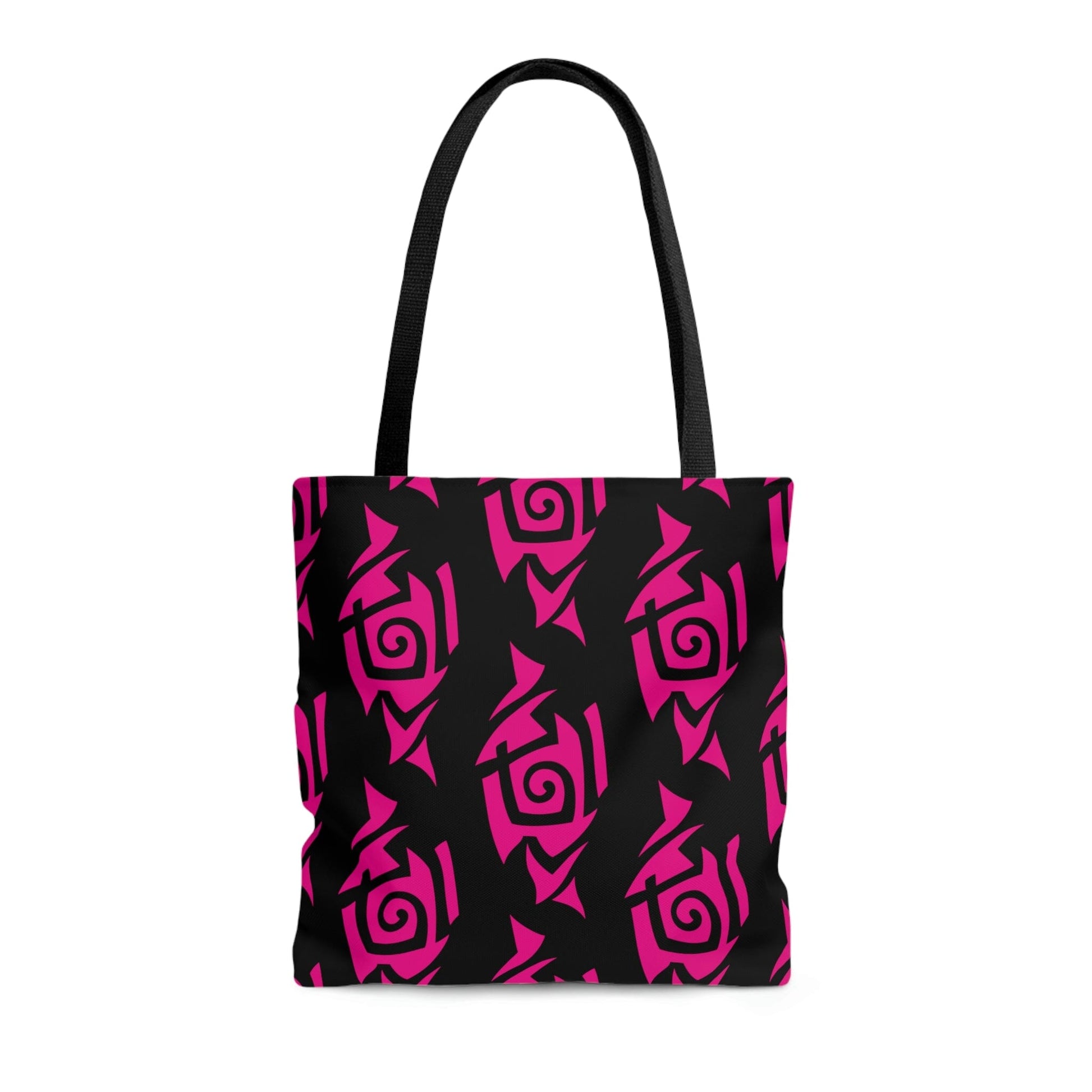 Hot Pink and Black Tribal Pattern Tote Bag Bags Printify Medium