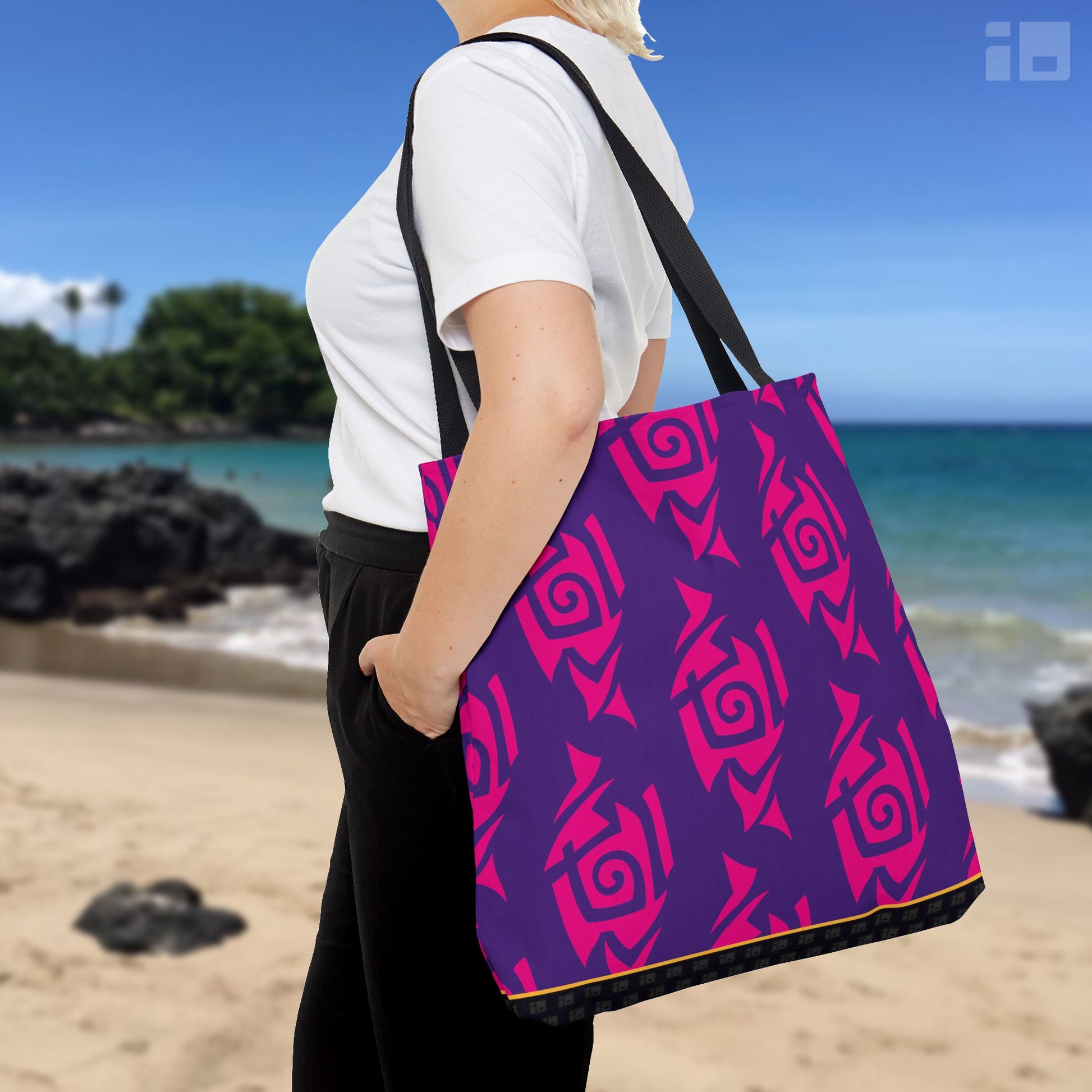 Hot Pink and Purple Tribal Pattern Tote Bag Bags Printify Small