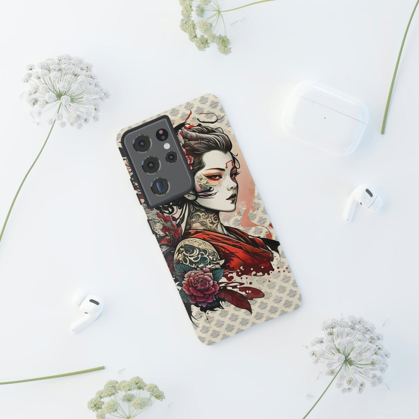 Japanese Geisha Tough Case for Samsung Galaxy Phone Case Printify