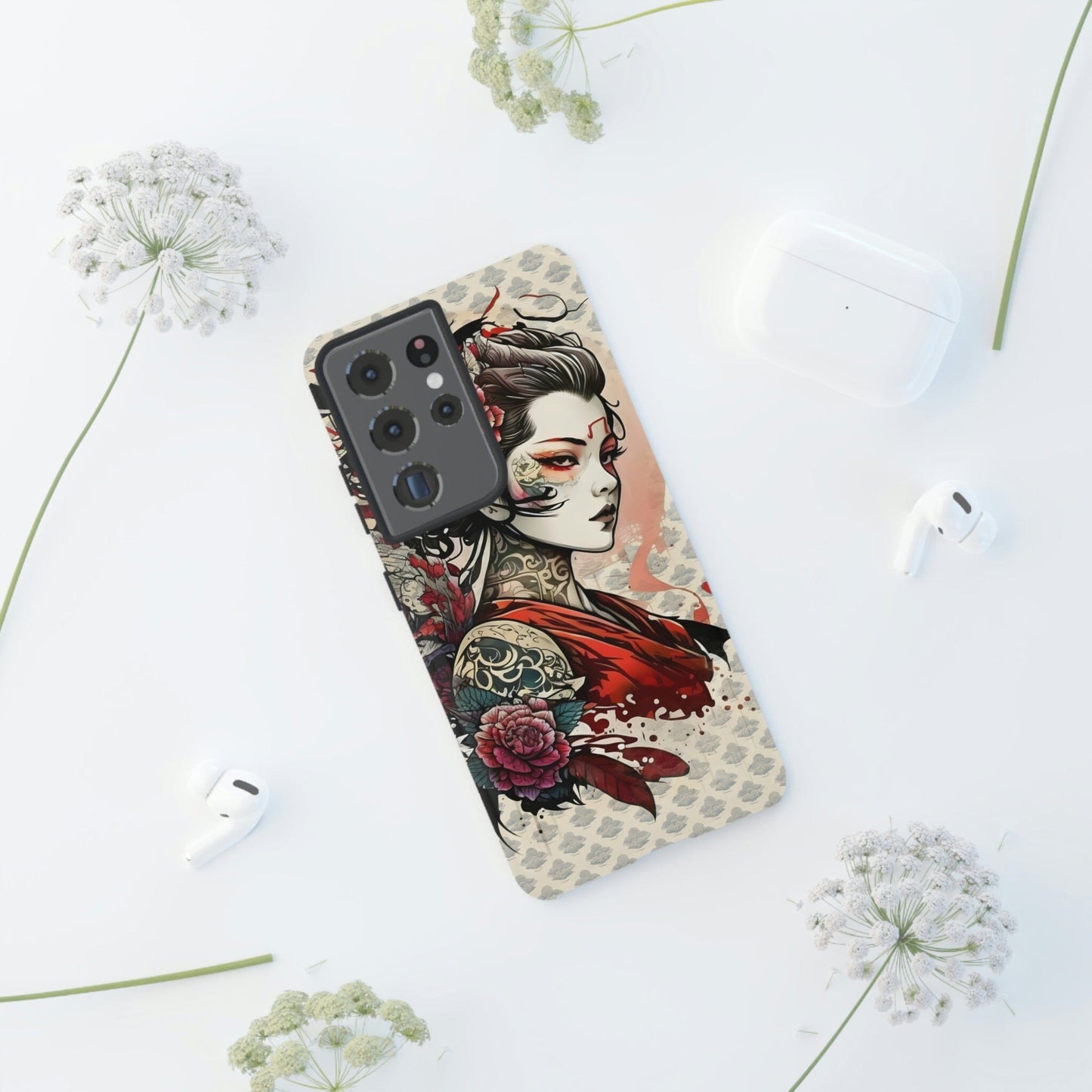 Japanese Geisha Tough Case for Samsung Galaxy Phone Case Printify
