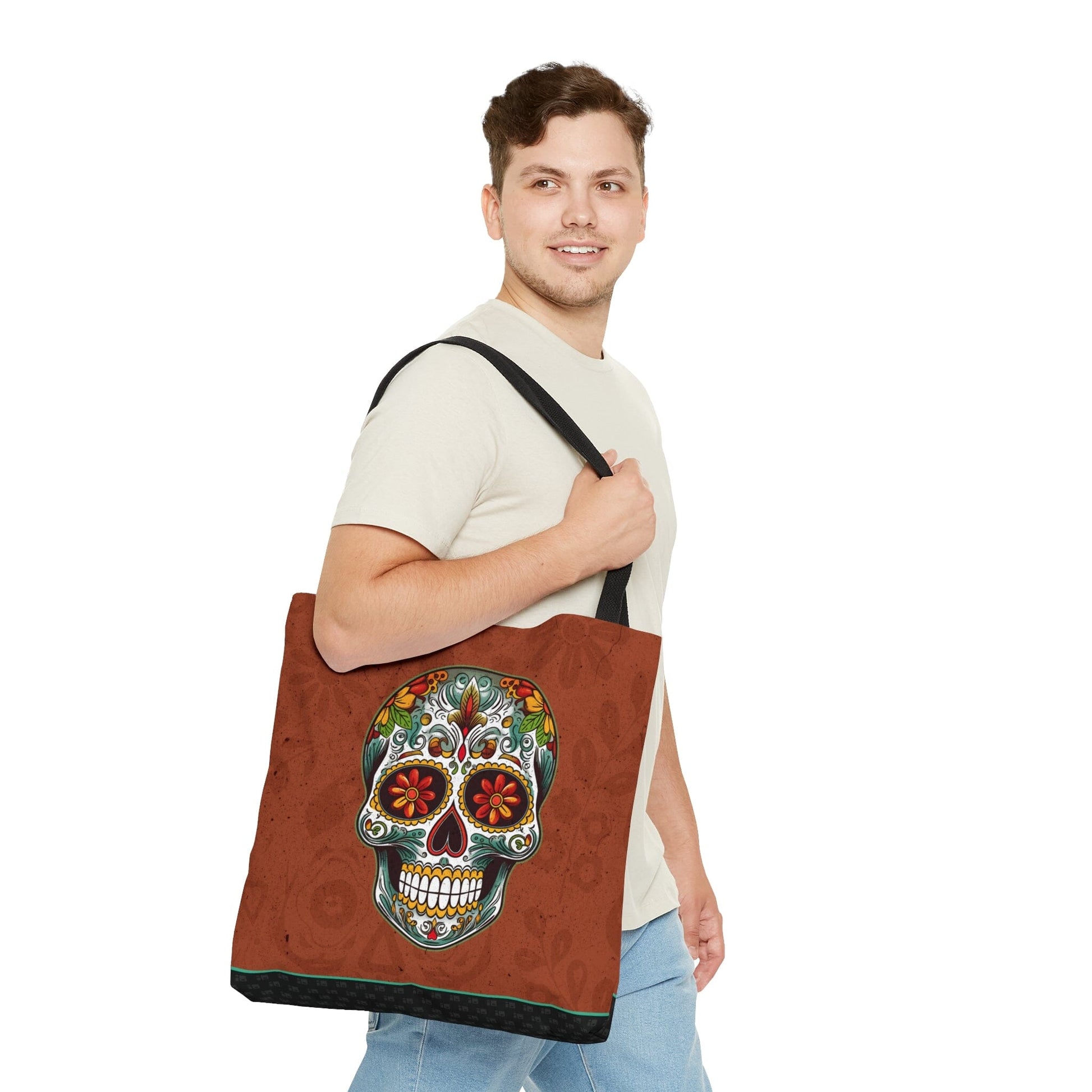 Mexican Sugar Skull Tote Bag - Dia de los Muertos Calavera Inspired Tote Bag Bags InkedOut