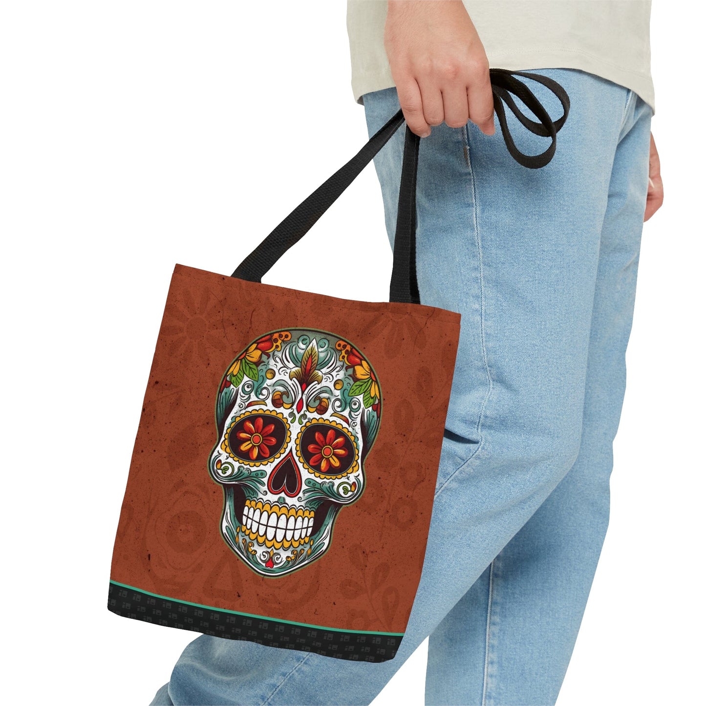Mexican Sugar Skull Tote Bag - Dia de los Muertos Calavera Inspired Tote Bag Bags InkedOut