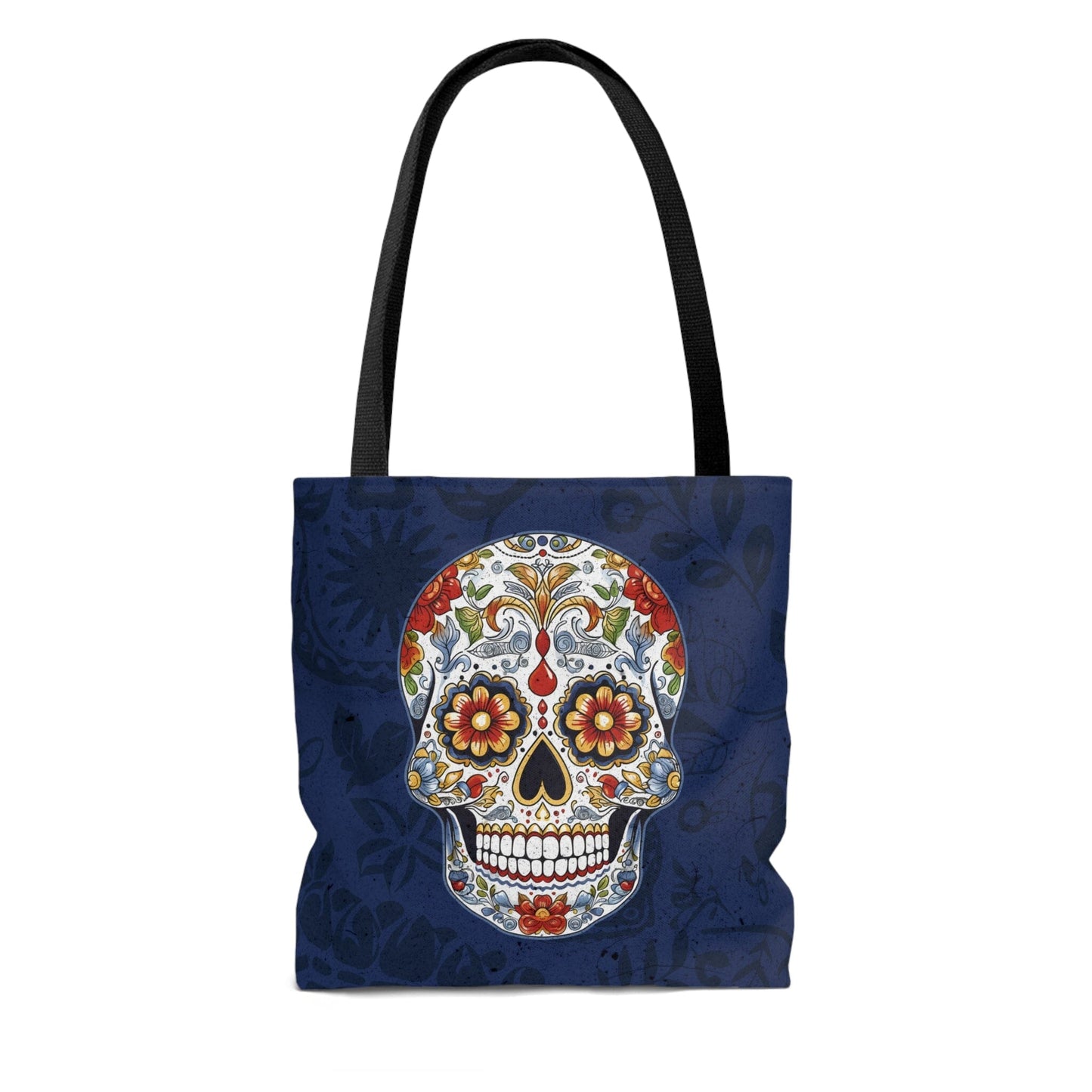 Mexican Sugar Skull Tote Bag - Vibrant, Colorful Day of the Dead Artistic Bag Bags Printify