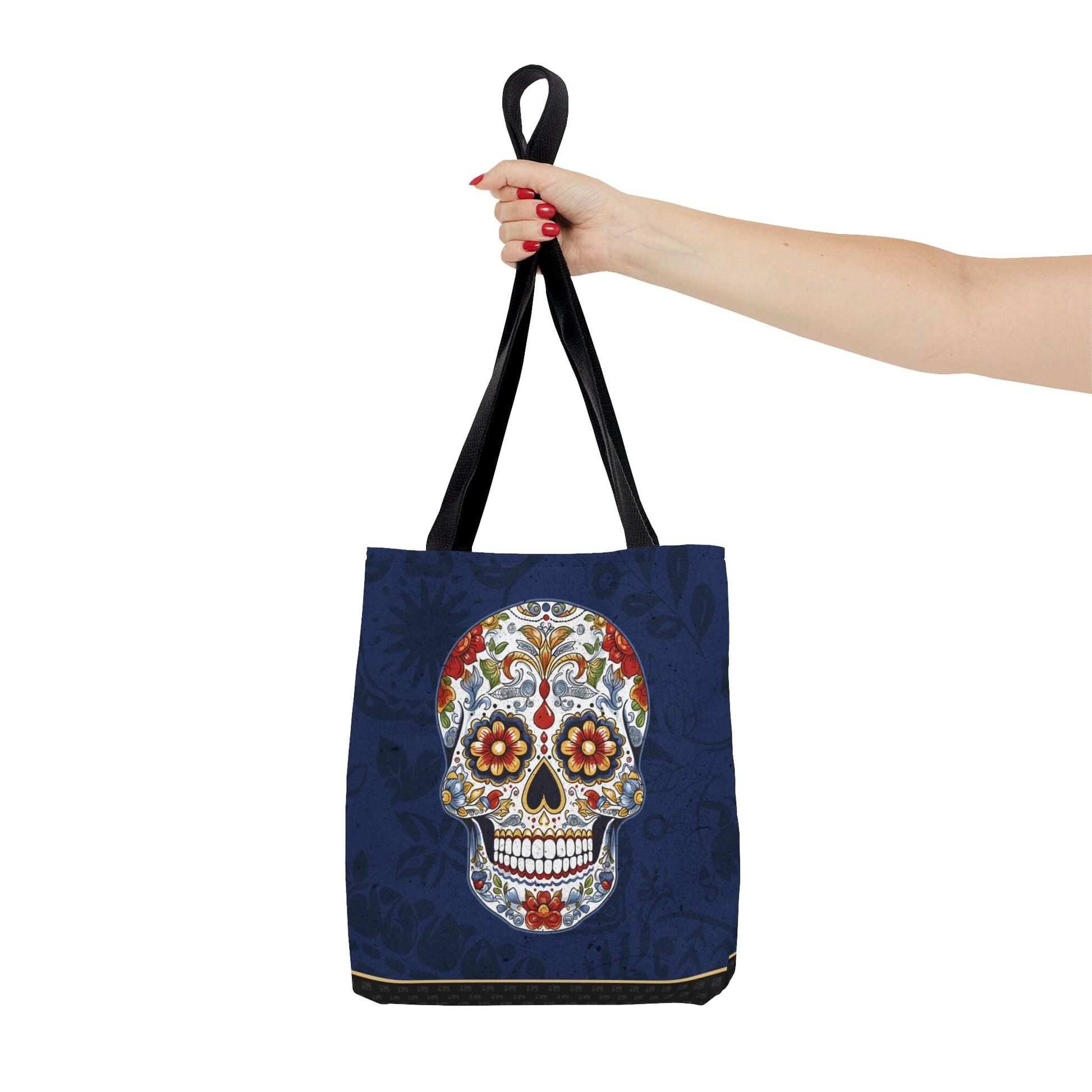 Mexican Sugar Skull Tote Bag - Vibrant, Colorful Day of the Dead Artistic Bag Bags Printify