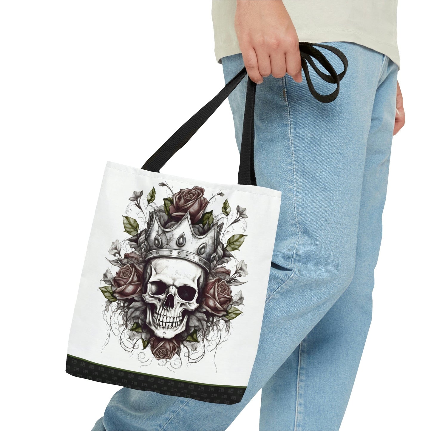 Skull and Roses Tattoo Design Tote Bag Bags Printify