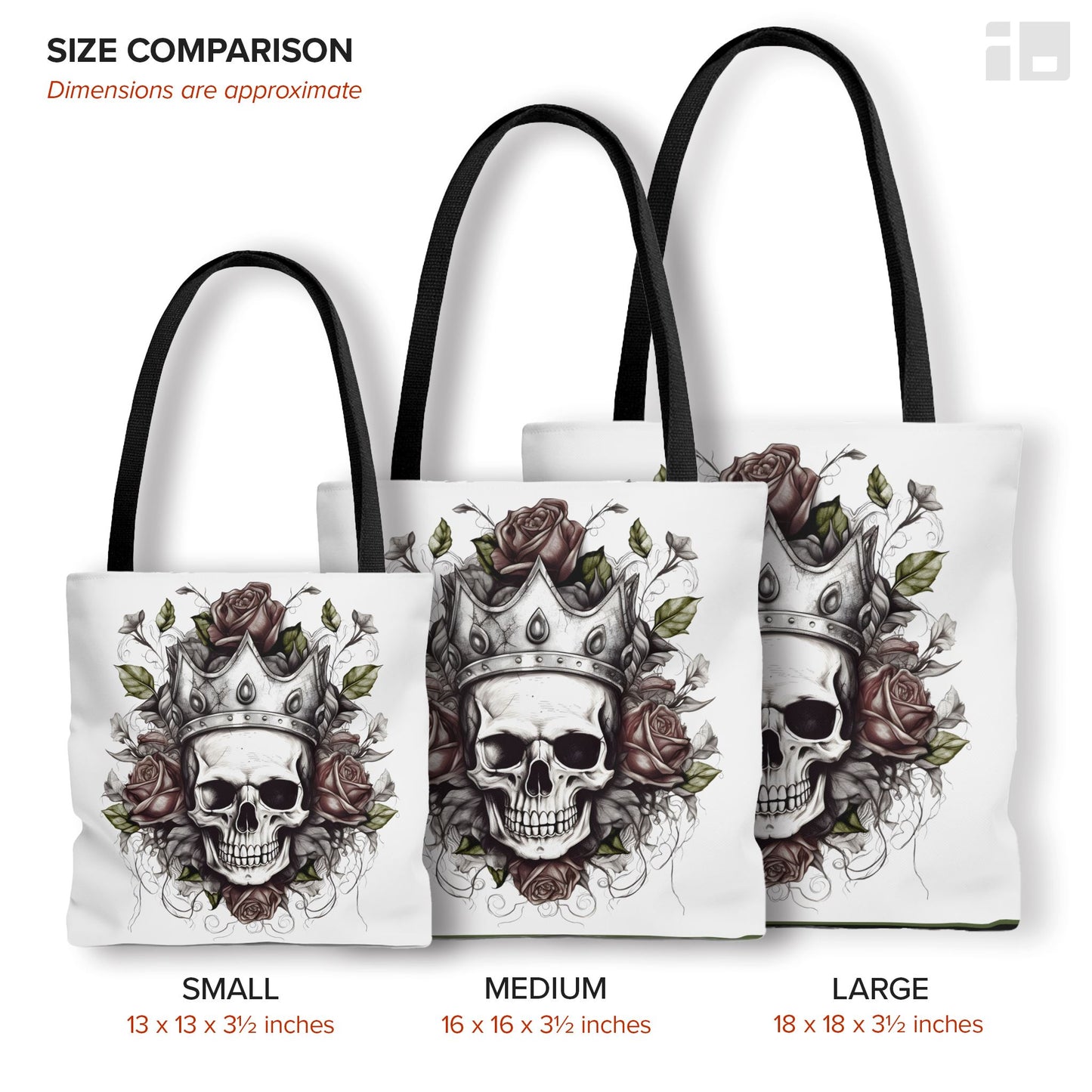 Skull and Roses Tattoo Design Tote Bag Bags Printify
