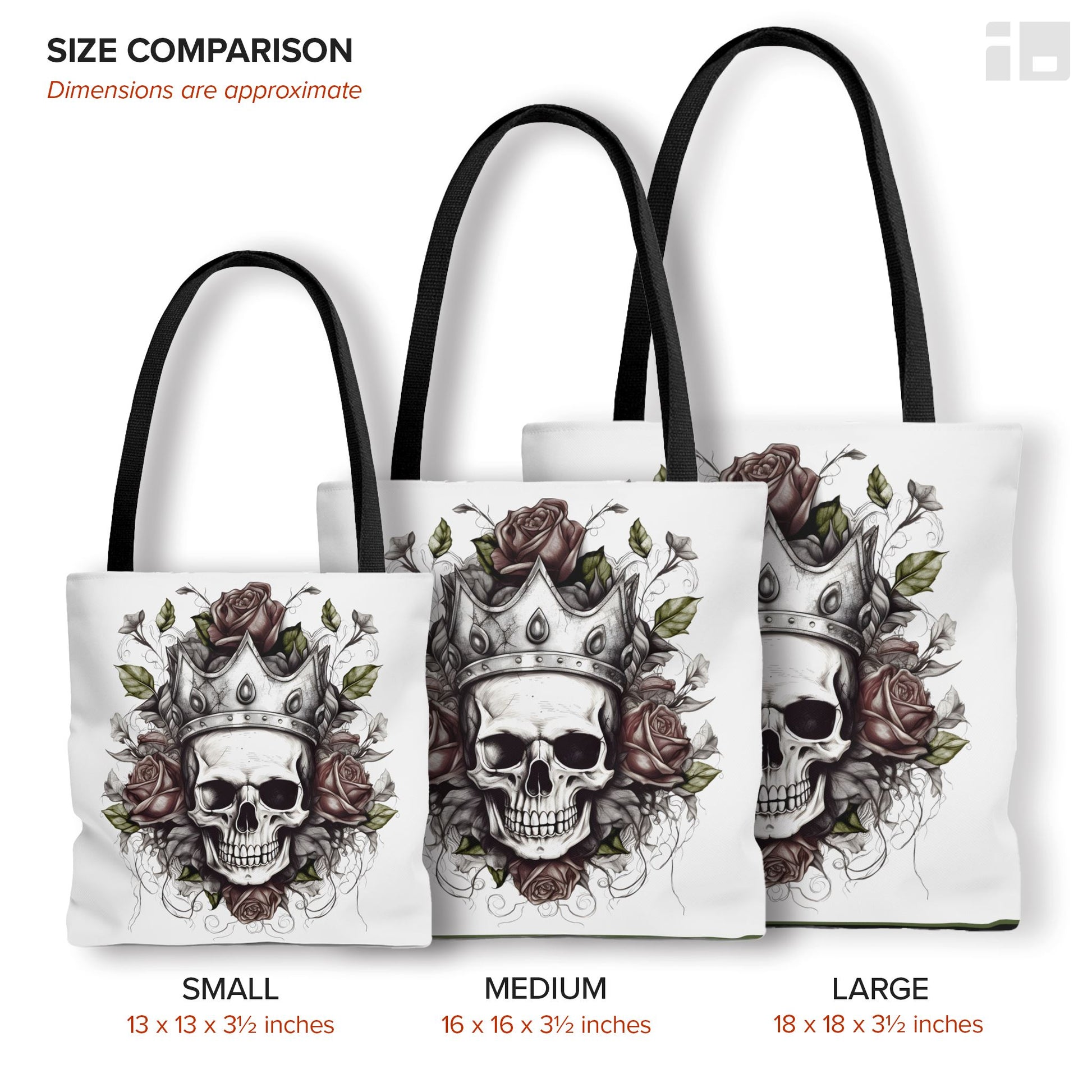 Skull and Roses Tattoo Design Tote Bag Bags Printify
