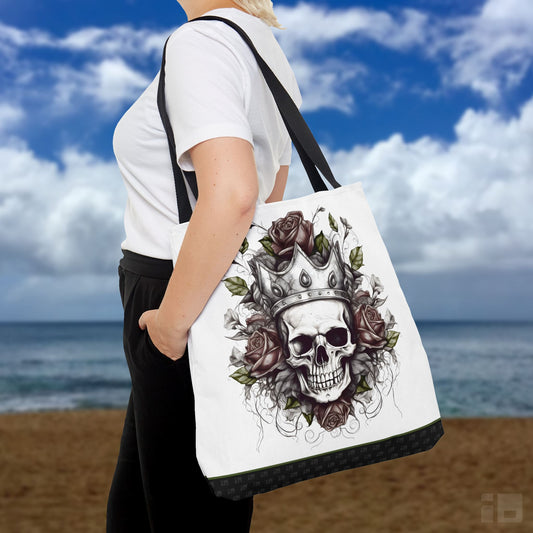 Skull and Roses Tattoo Design Tote Bag Bags Printify Small