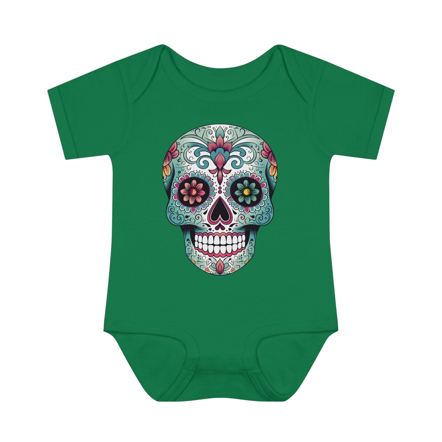 Sugar Skull Baby Onesie™- Unique Tattoo Inspired Baby Apparel Kids clothes Printify 6M Kelly