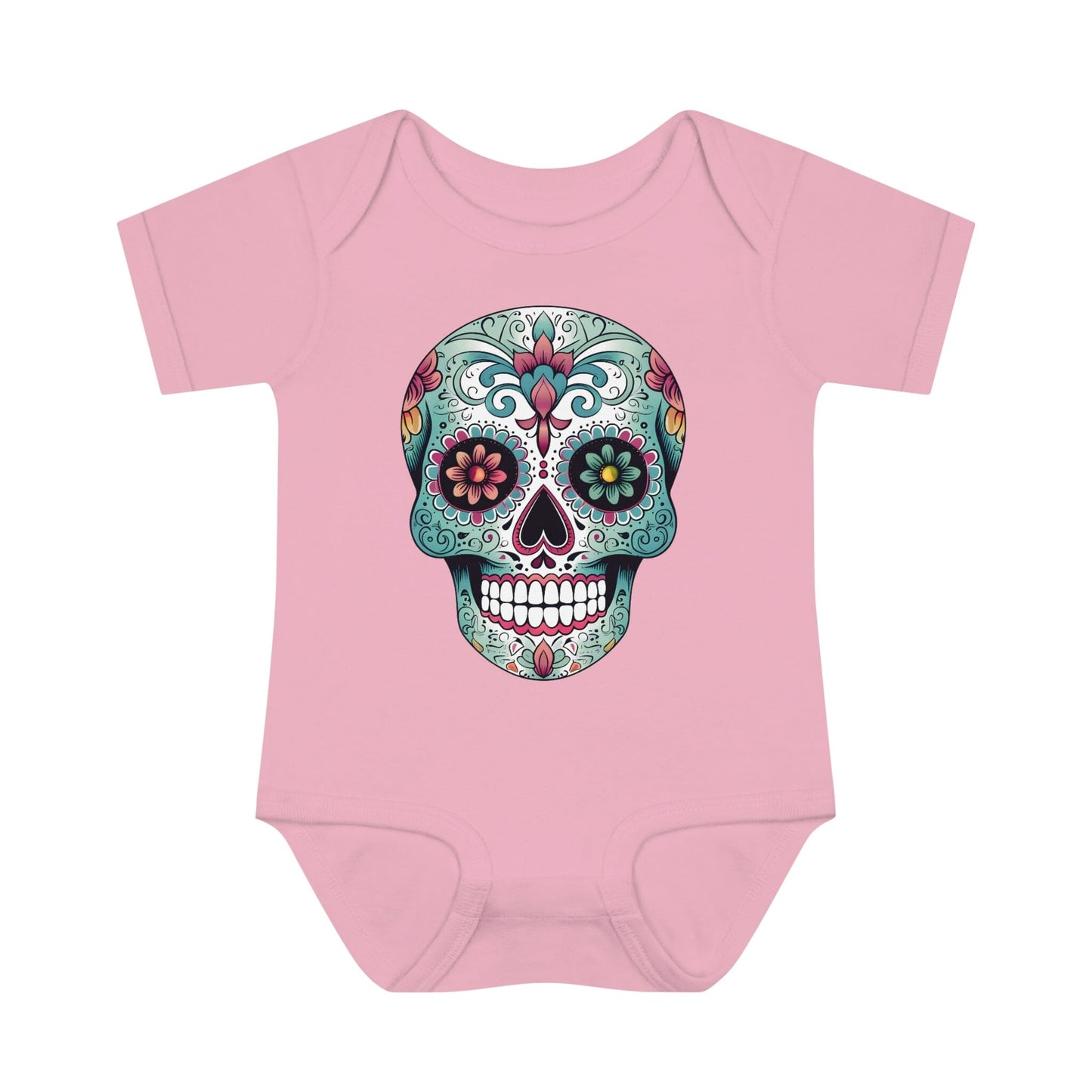Sugar Skull Baby Onesie™- Unique Tattoo Inspired Baby Apparel Kids clothes Printify 6M Pink