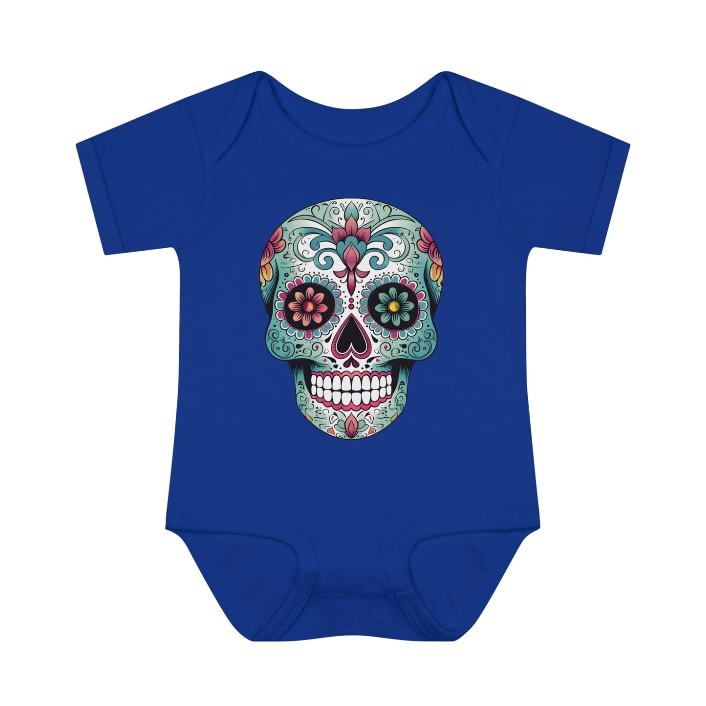Sugar Skull Baby Onesie™- Unique Tattoo Inspired Baby Apparel Kids clothes Printify 6M Royal
