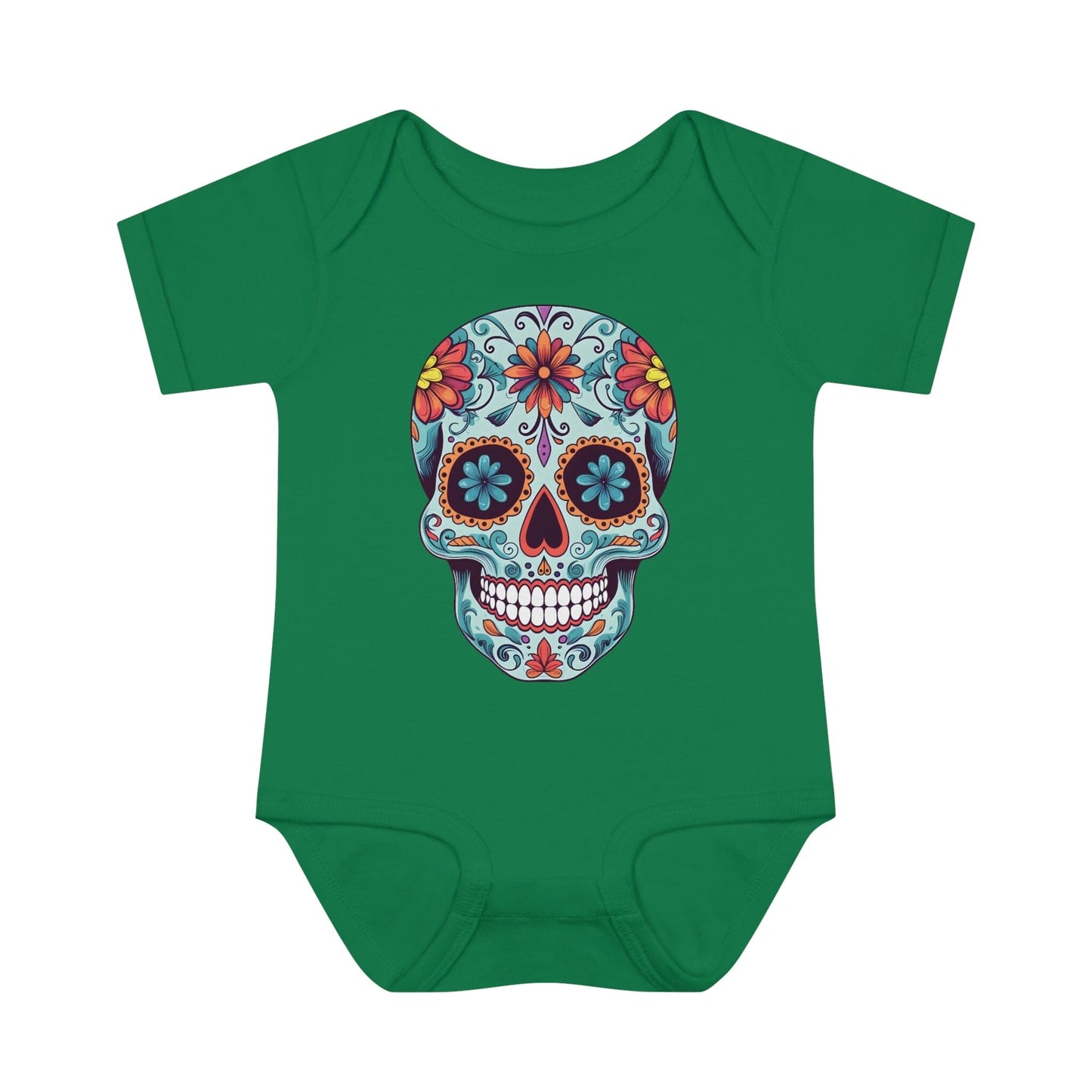 Tattoo Inspired Baby Onesie™ with Sugar Skull Design Kids clothes Printify 6M Kelly
