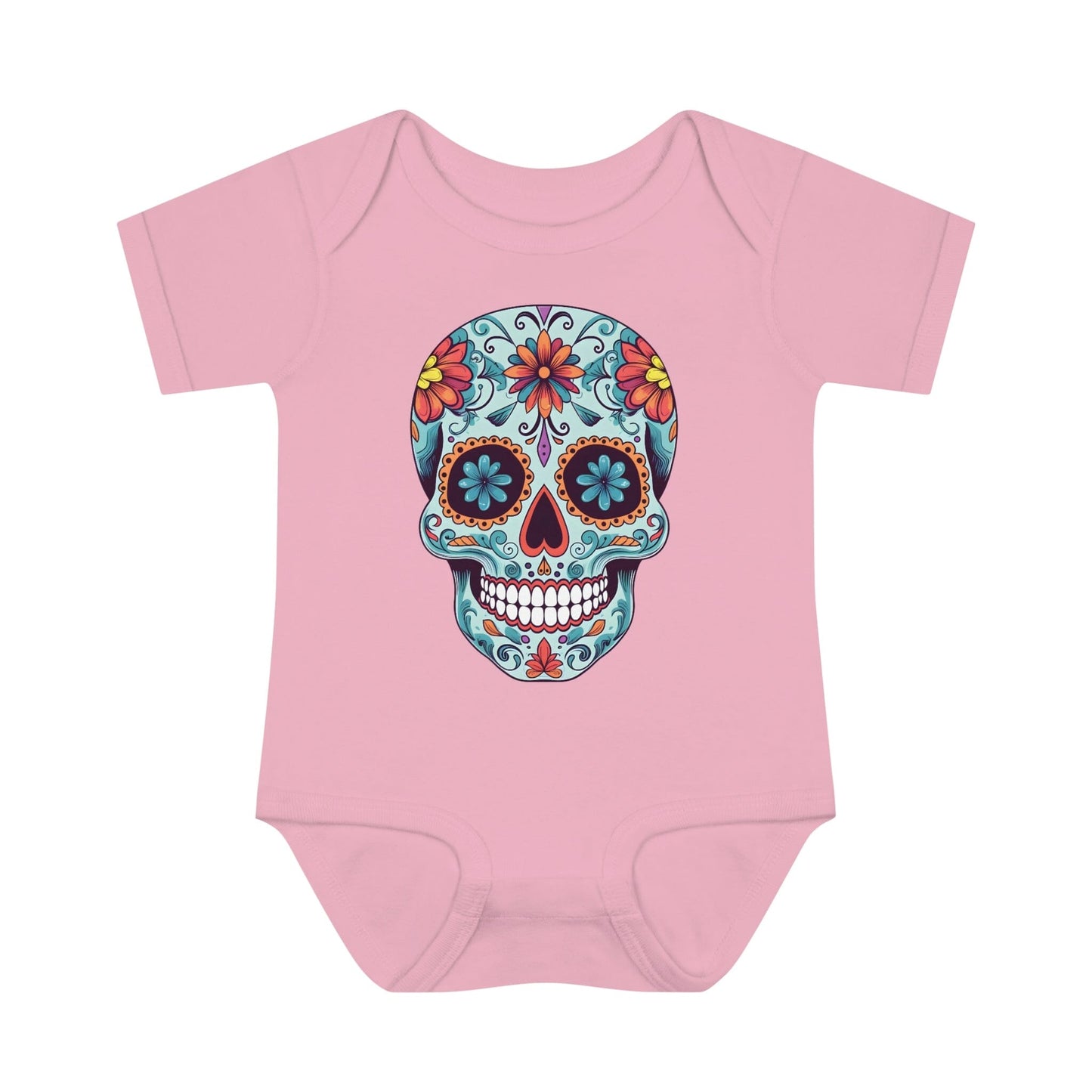 Tattoo Inspired Baby Onesie™ with Sugar Skull Design Kids clothes Printify 6M Pink