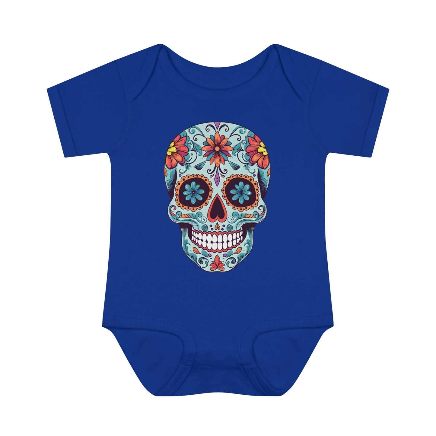 Tattoo Inspired Baby Onesie™ with Sugar Skull Design Kids clothes Printify 6M Royal