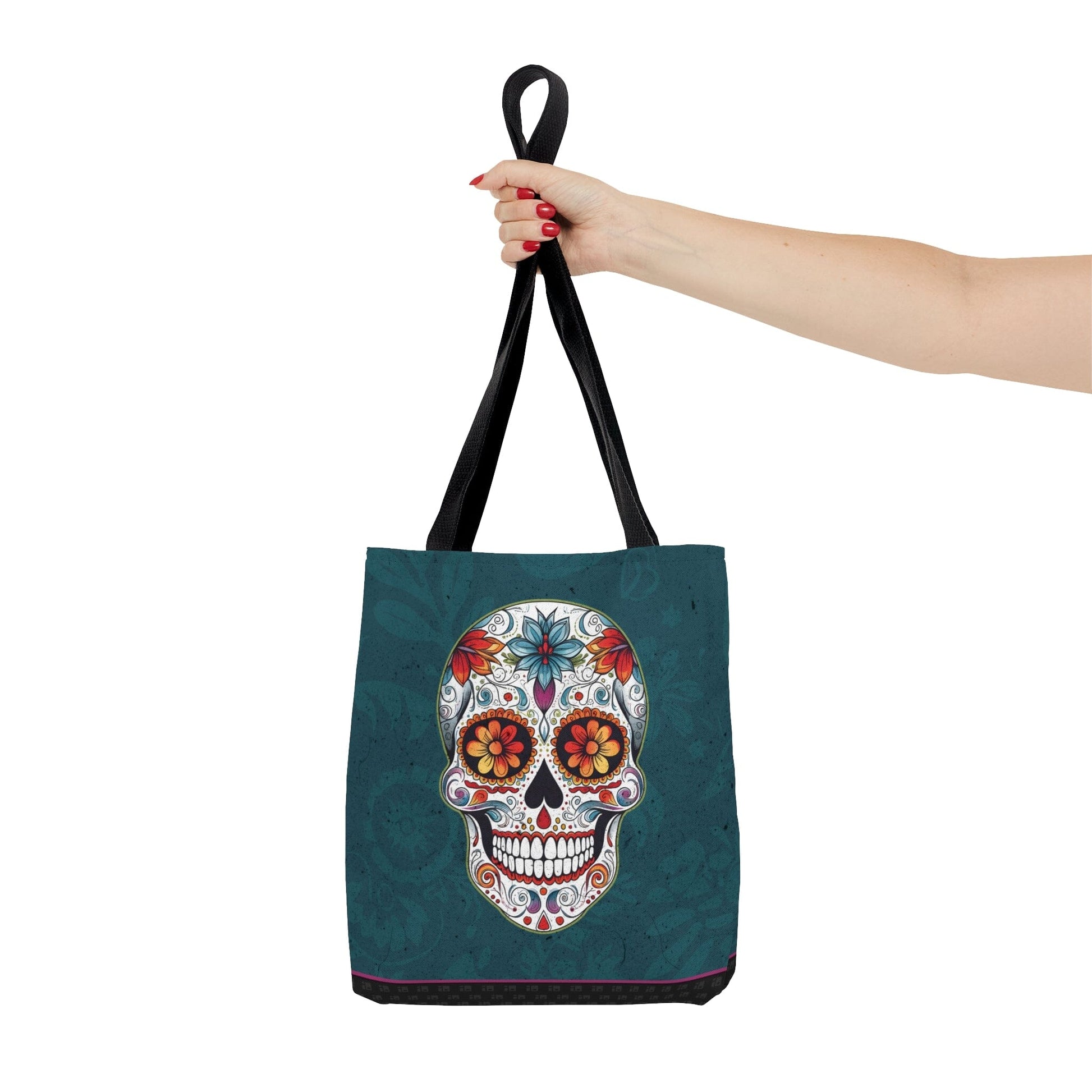 Traditional Mexican Sugar Skull Tote Bag - Dia de los Muertos Calavera Inspired Canvas Bag Bags InkedOut