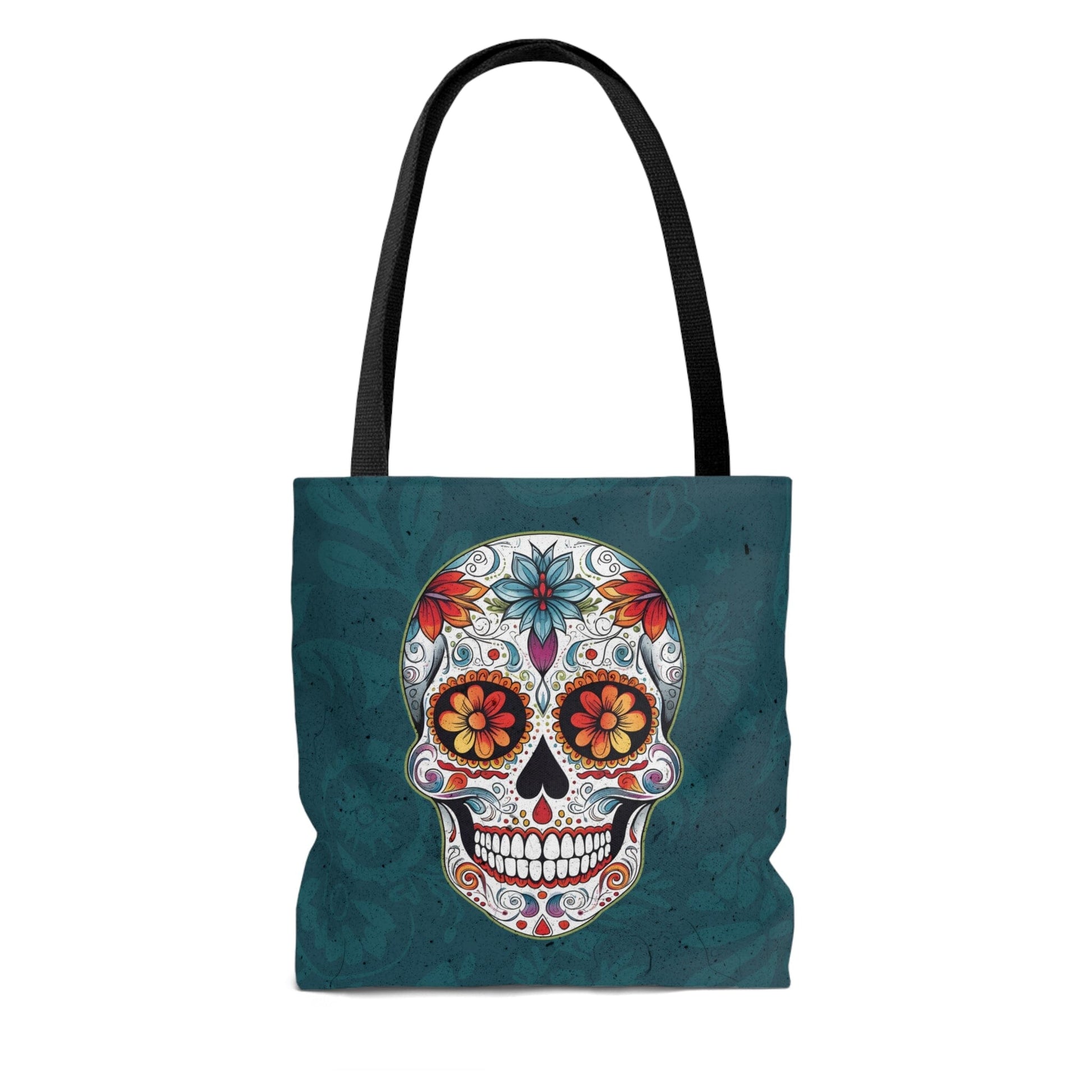 Traditional Mexican Sugar Skull Tote Bag - Dia de los Muertos Calavera Inspired Canvas Bag Bags InkedOut