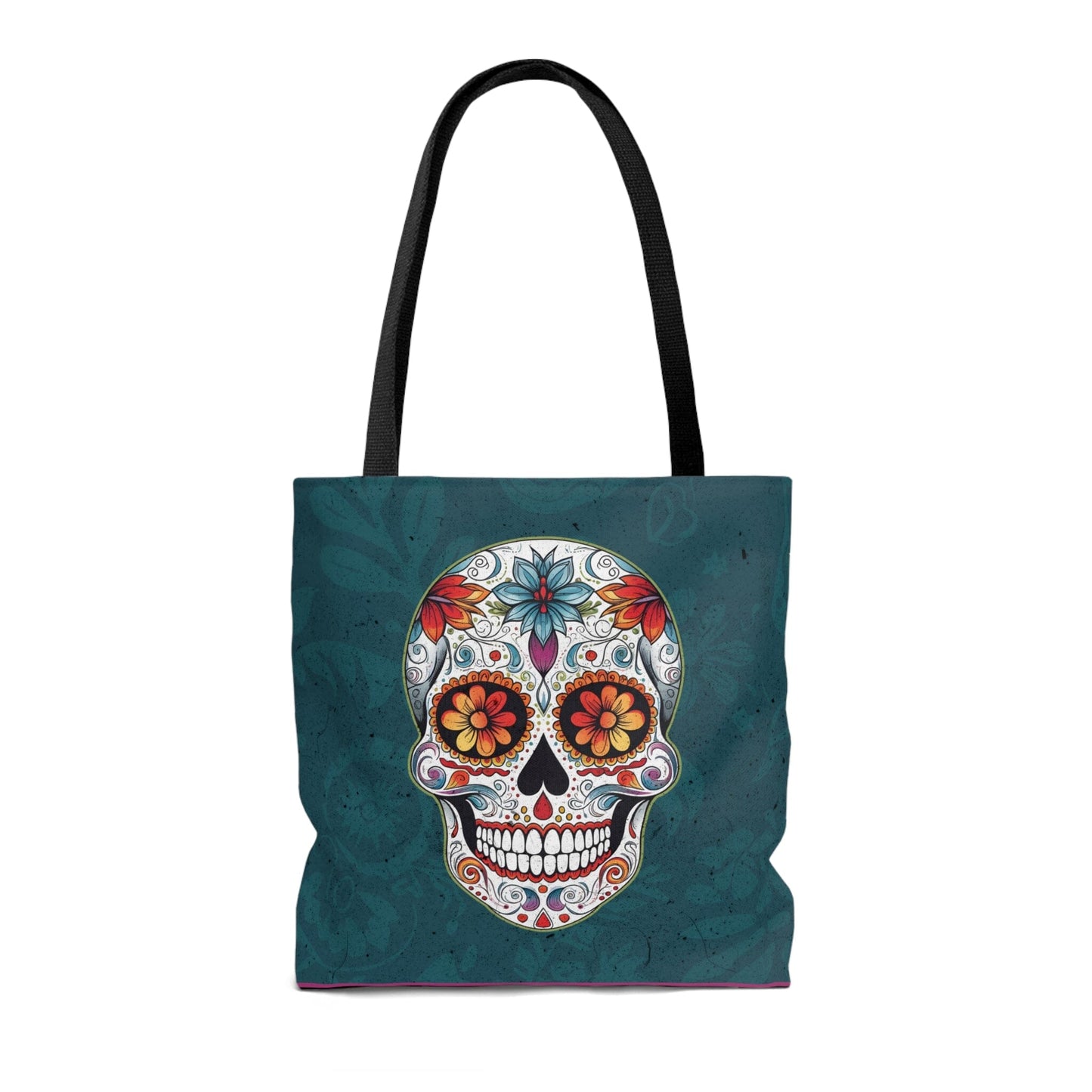 Traditional Mexican Sugar Skull Tote Bag - Dia de los Muertos Calavera Inspired Canvas Bag Bags InkedOut