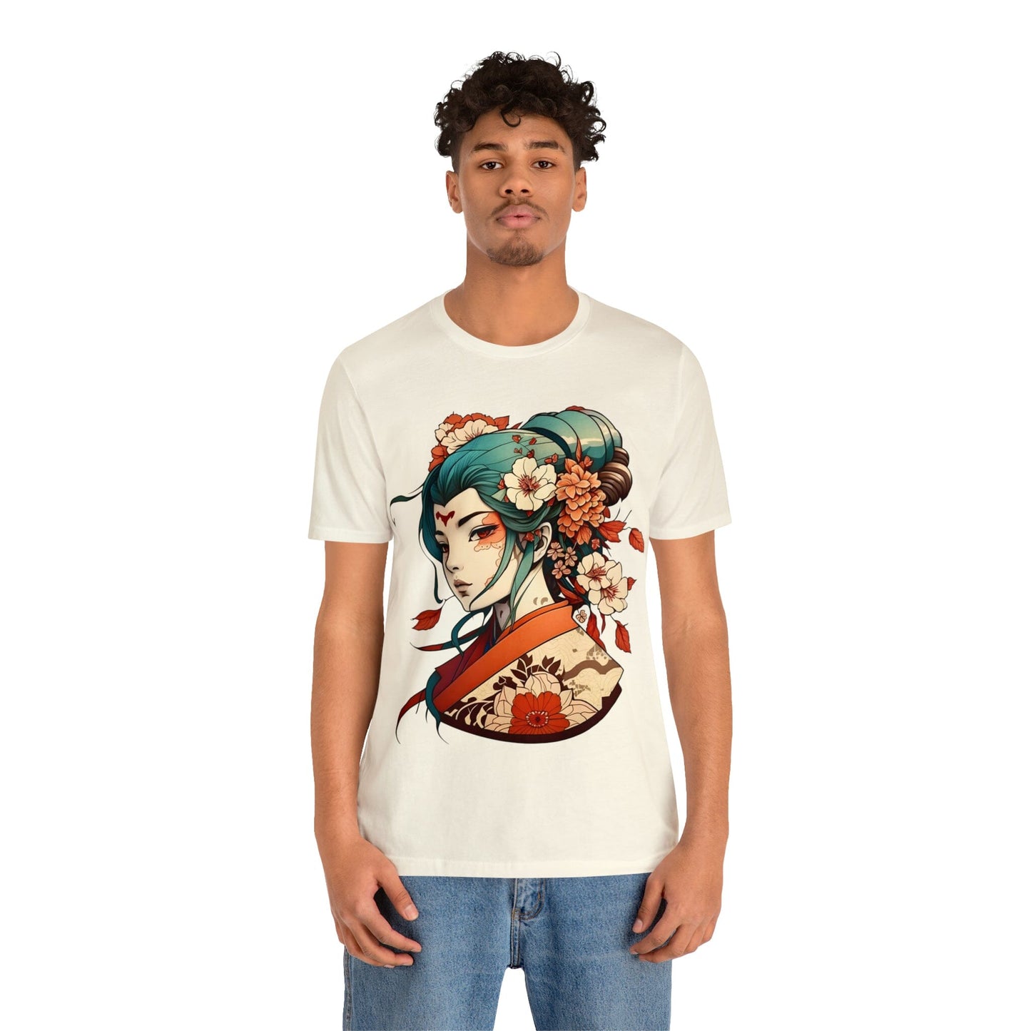 Unisex Anime-Style Japanese Geisha- Tattoo Inspired Short Sleeve Tee T-Shirt InkedOut
