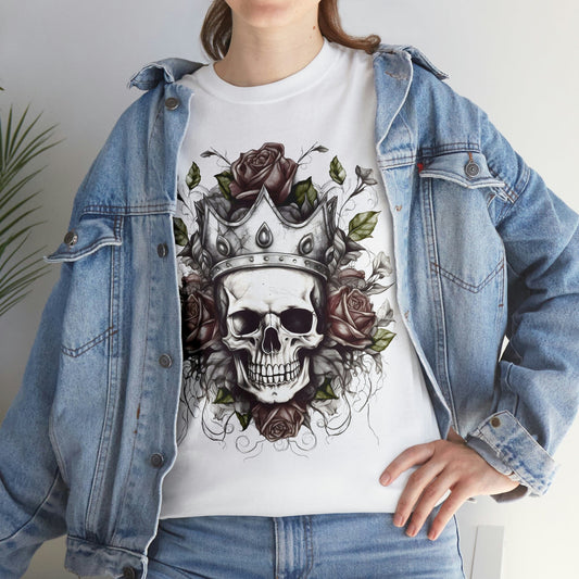 Unisex Classic Skull and Roses Tattoo Design T-shirt T-Shirt Printify White S