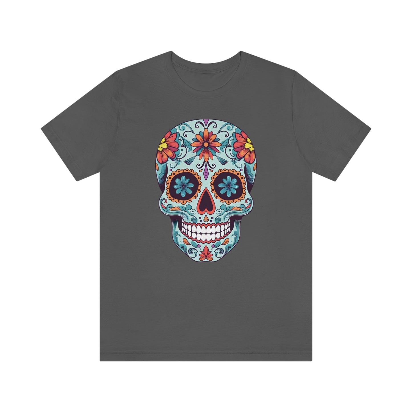 Unisex Day of the Dead Calavera T-Shirt - Mexican Sugar Skull Tee T-Shirt Printify S Asphalt