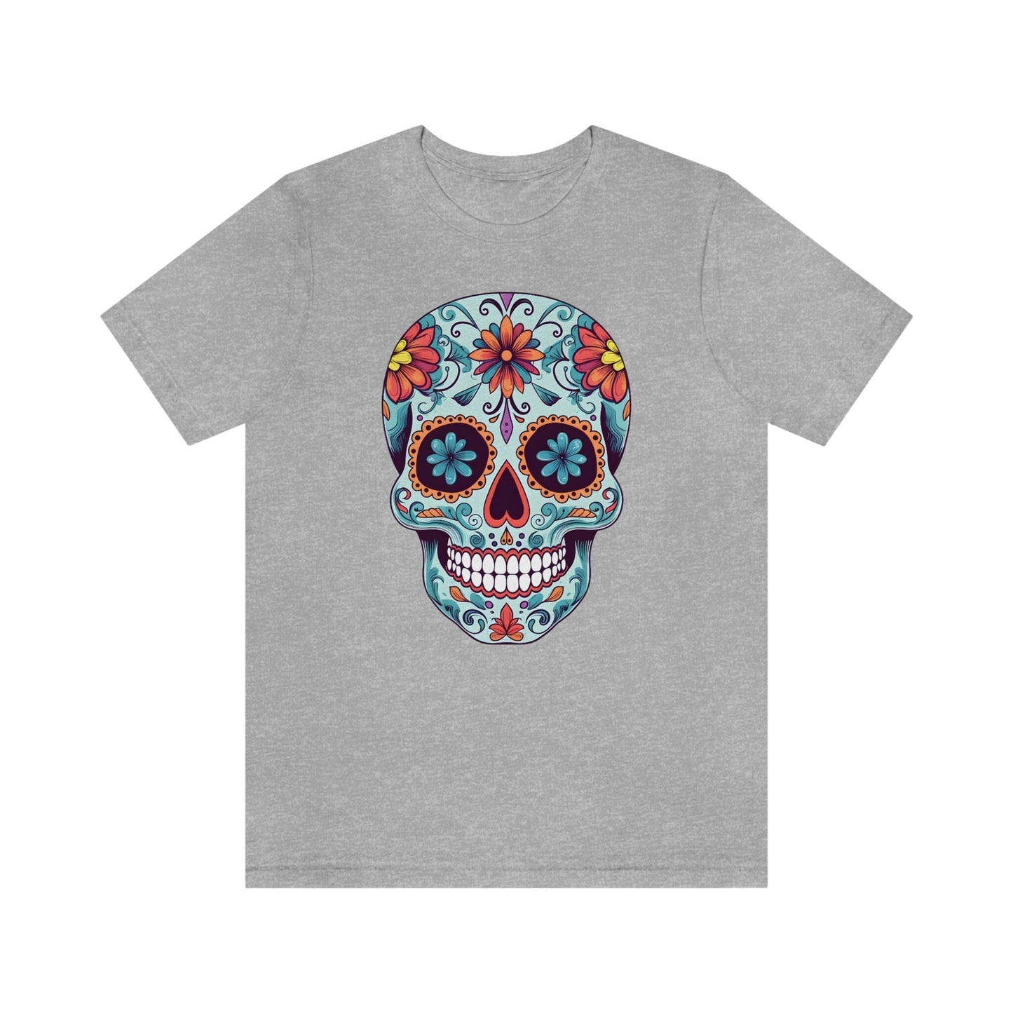 Unisex Day of the Dead Calavera T-Shirt - Mexican Sugar Skull Tee T-Shirt Printify S Athletic Heather