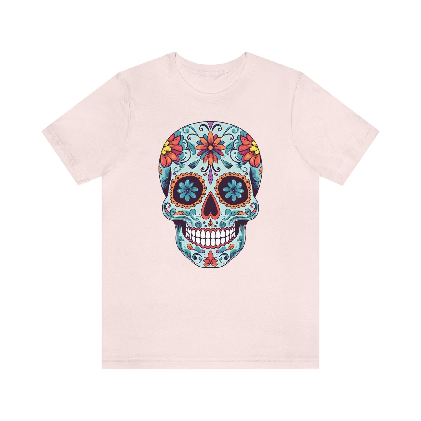 Unisex Day of the Dead Calavera T-Shirt - Mexican Sugar Skull Tee T-Shirt Printify S Soft Pink
