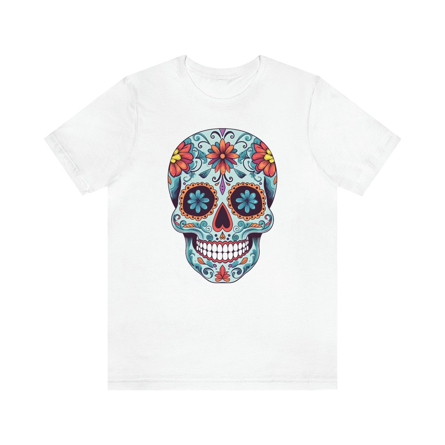 Unisex Day of the Dead Calavera T-Shirt - Mexican Sugar Skull Tee T-Shirt Printify S White