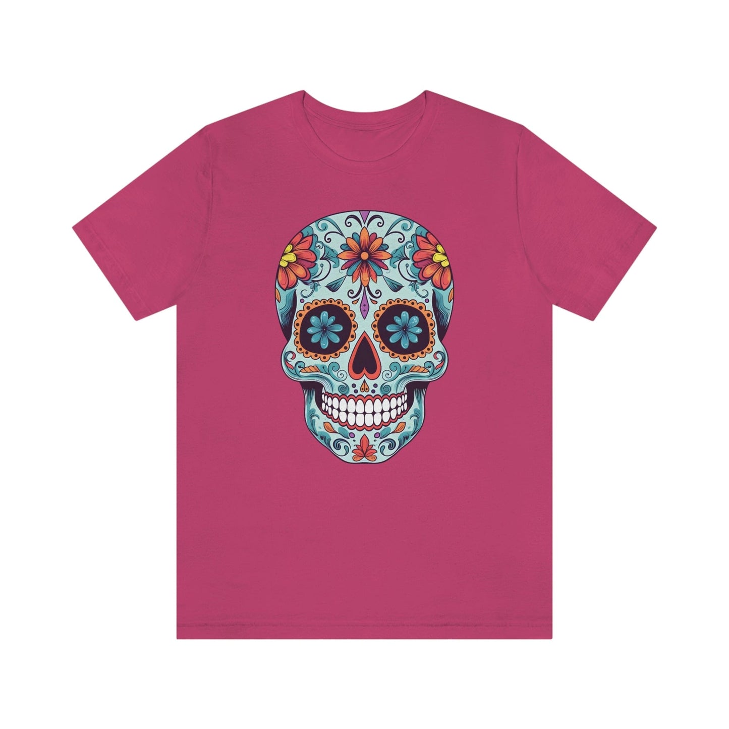 Unisex Day of the Dead Calavera T-Shirt - Mexican Sugar Skull Tee T-Shirt Printify XS Berry