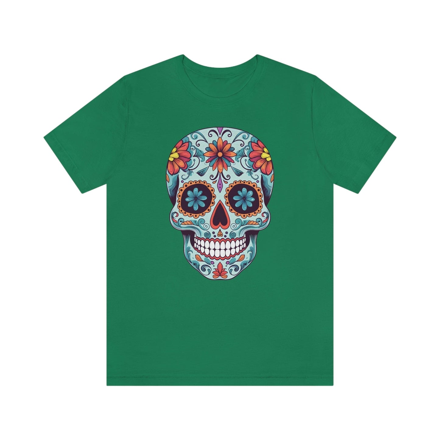 Unisex Day of the Dead Calavera T-Shirt - Mexican Sugar Skull Tee T-Shirt Printify XS Kelly