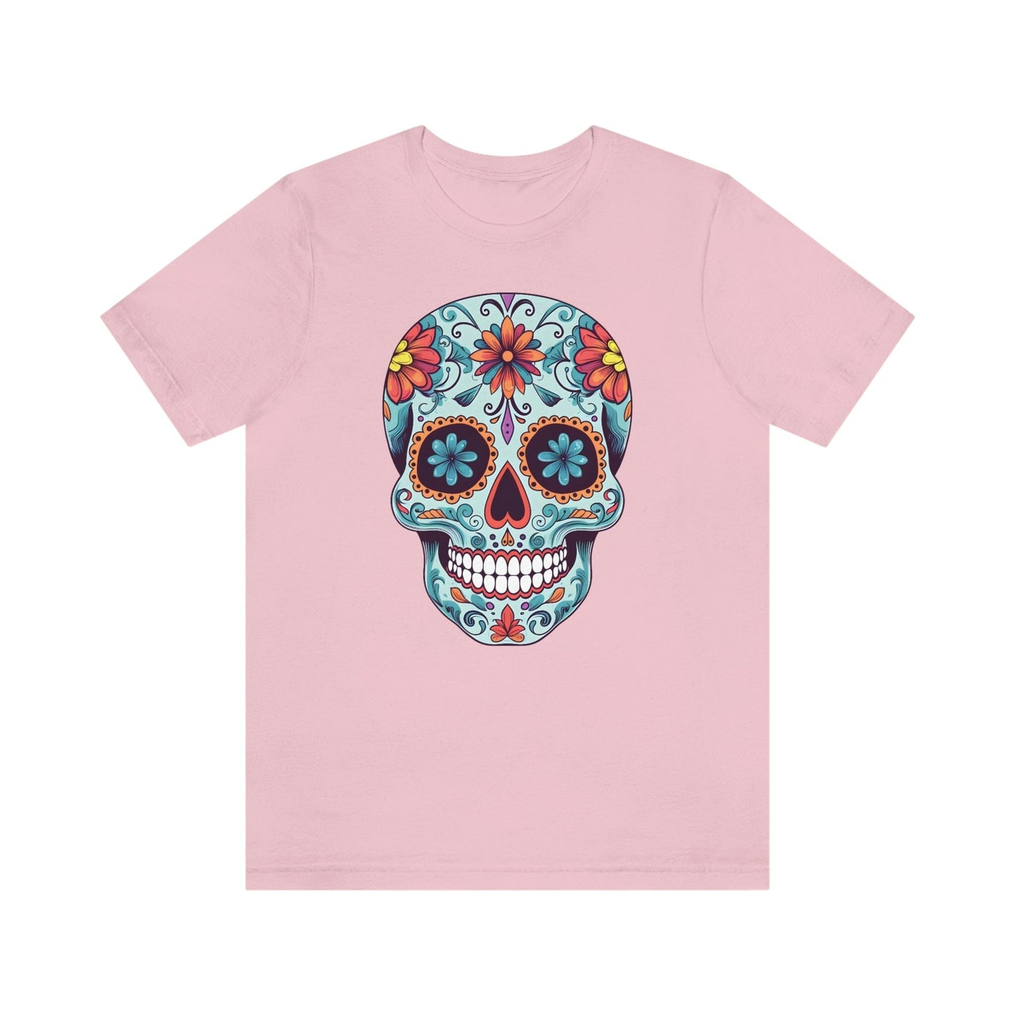 Unisex Day of the Dead Calavera T-Shirt - Mexican Sugar Skull Tee T-Shirt Printify XS Pink
