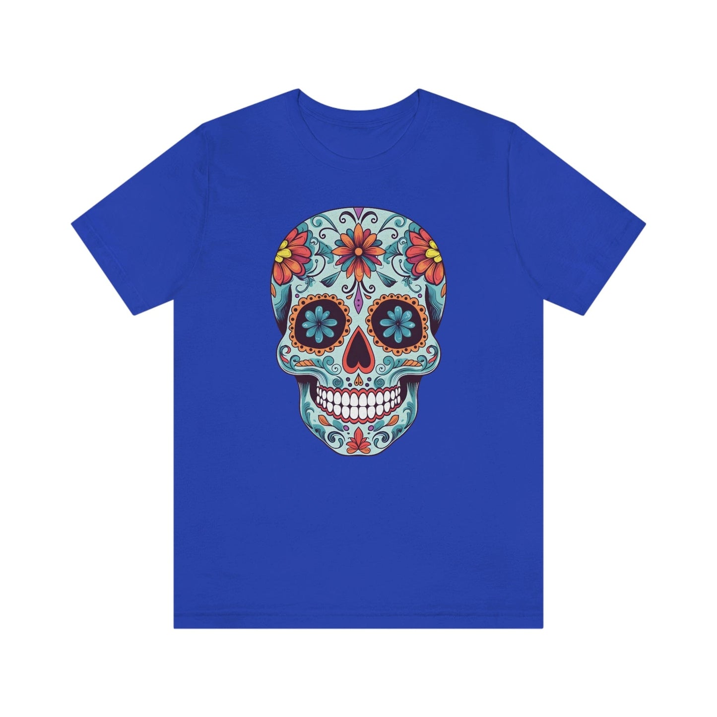 Unisex Day of the Dead Calavera T-Shirt - Mexican Sugar Skull Tee T-Shirt Printify XS True Royal