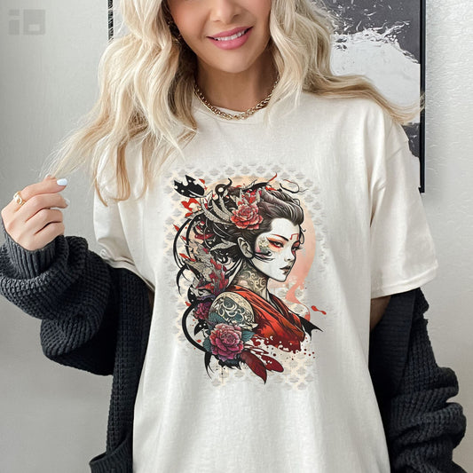 Unisex Japanese Geisha T-shirt- Tattoo Inspired Fashion T-Shirt Printify Natural S