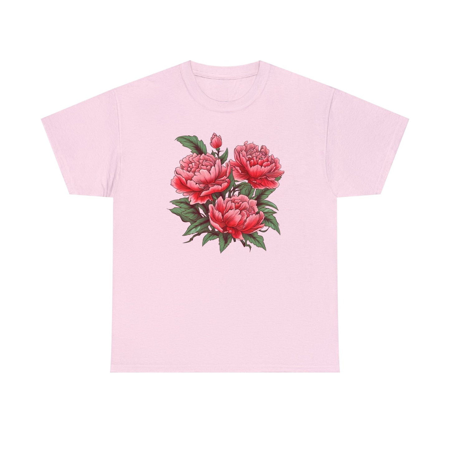 Unisex Japanese-Style Pink Peonies Tattoo Design T-shirt T-Shirt Printify Light Pink S