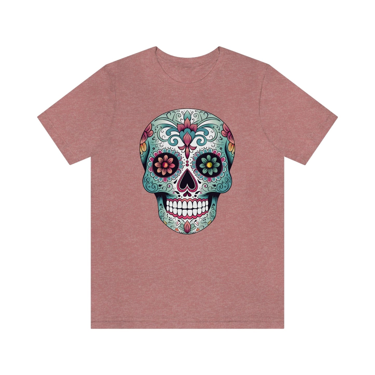 Unisex Mexican Calavera Skull T-Shirt- Authentic Day of the Dead Design T-Shirt Printify S Heather Mauve