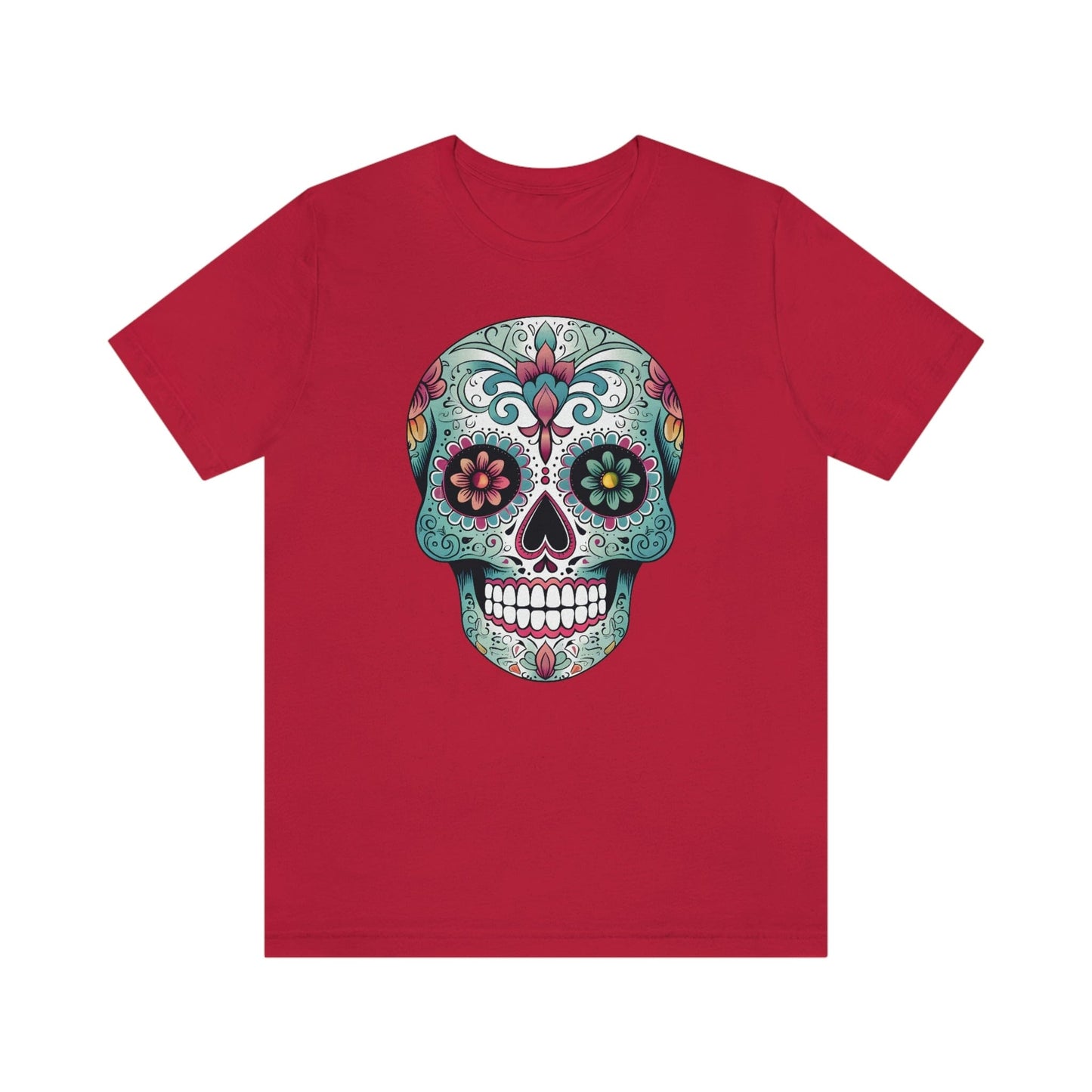 Unisex Mexican Calavera Skull T-Shirt- Authentic Day of the Dead Design T-Shirt Printify XS Red
