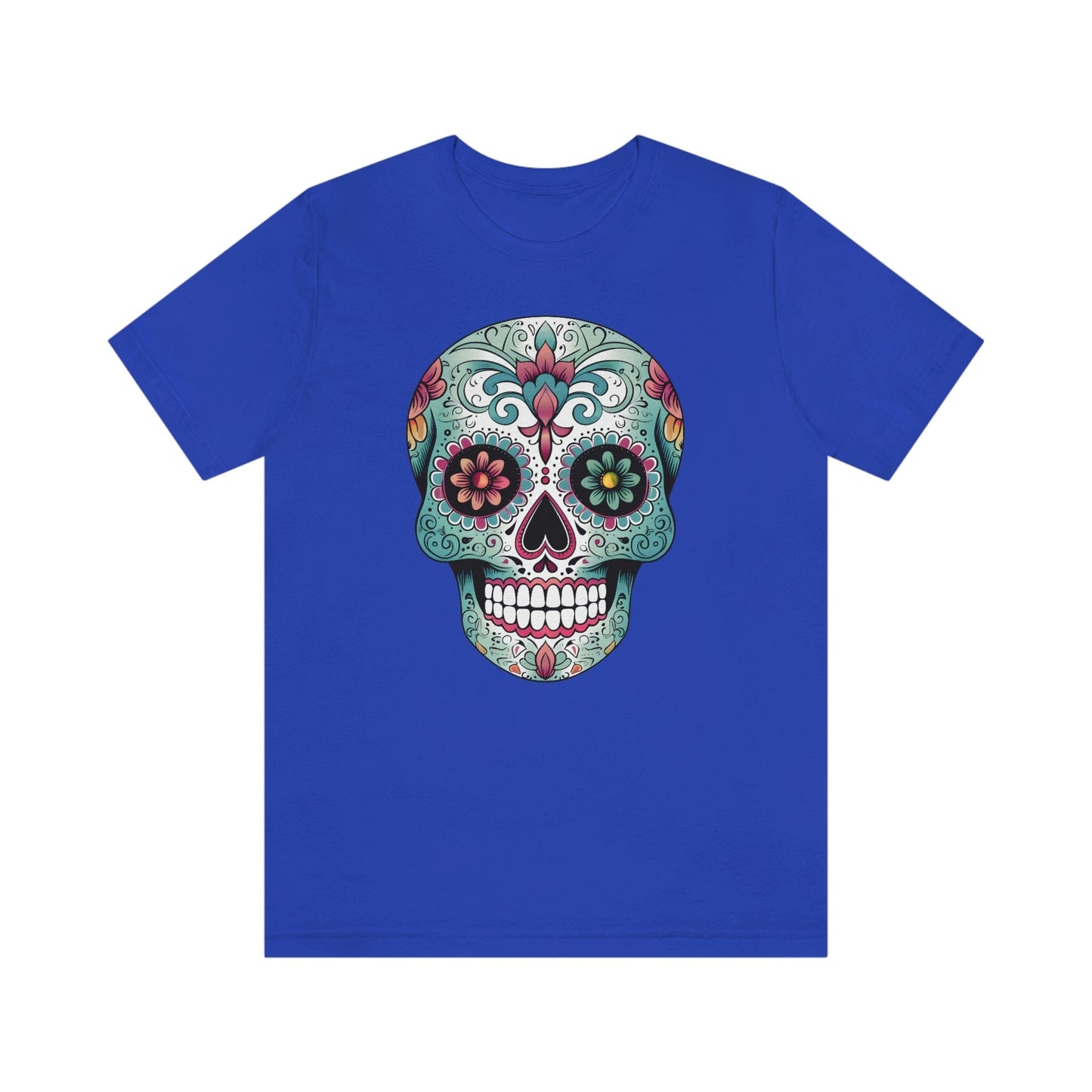 Unisex Mexican Calavera Skull T-Shirt- Authentic Day of the Dead Design T-Shirt Printify XS True Royal